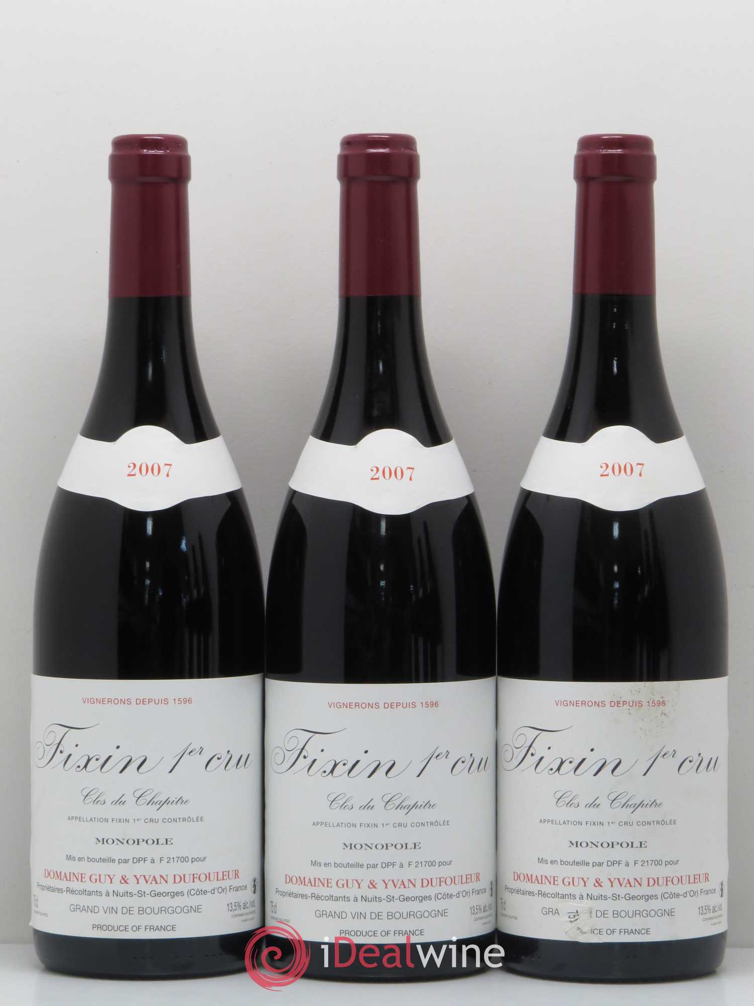 Fixin 1er Cru Clos du Chapitre Domaine Dufouleur 2007 - Posten von 6 Flaschen - 2