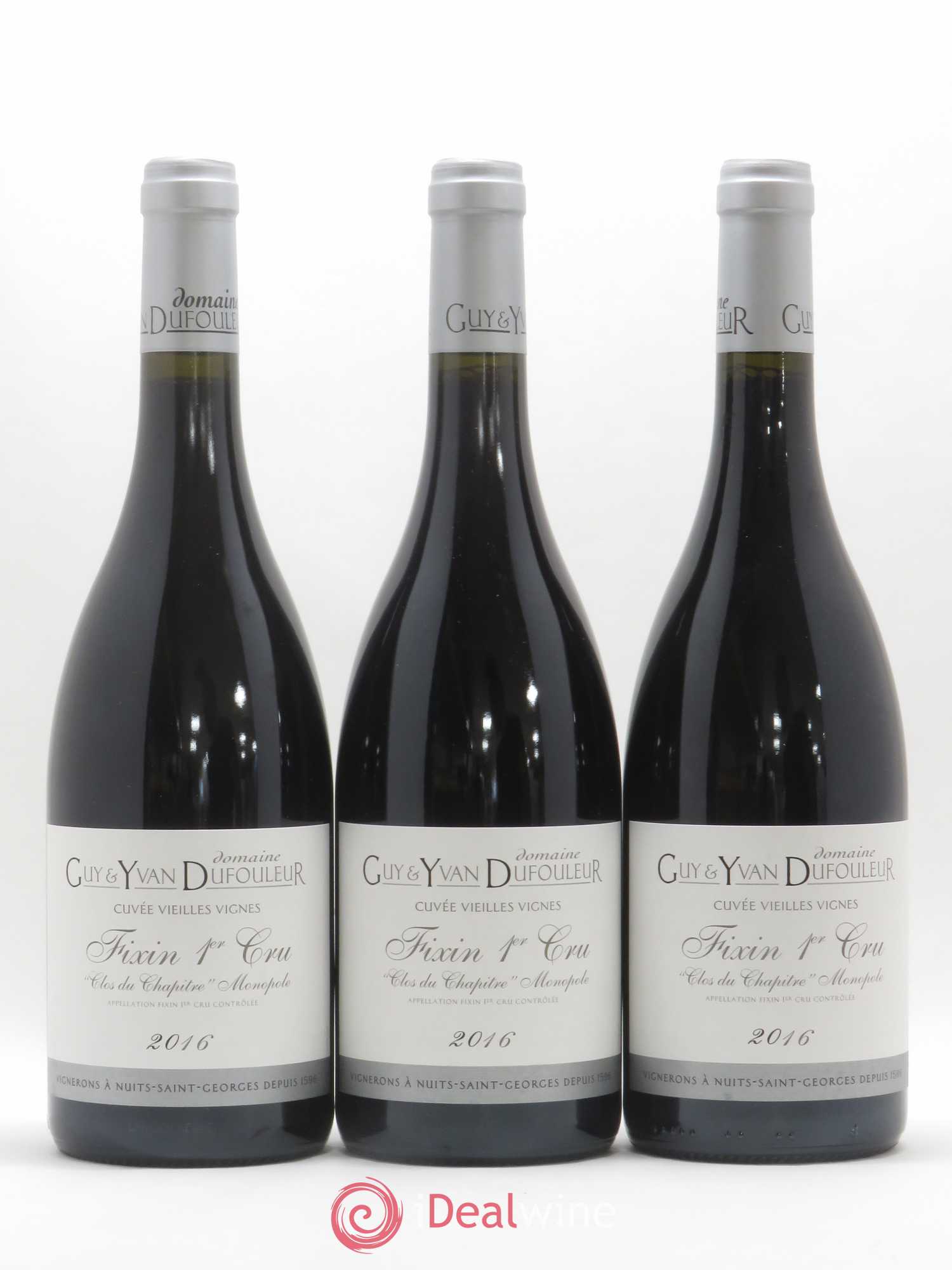 Fixin 1er Cru Clos du Chapître Vieilles vignes Domaine Guy et Yvan Dufouleur 2016 - Posten von 3 Flaschen - 0