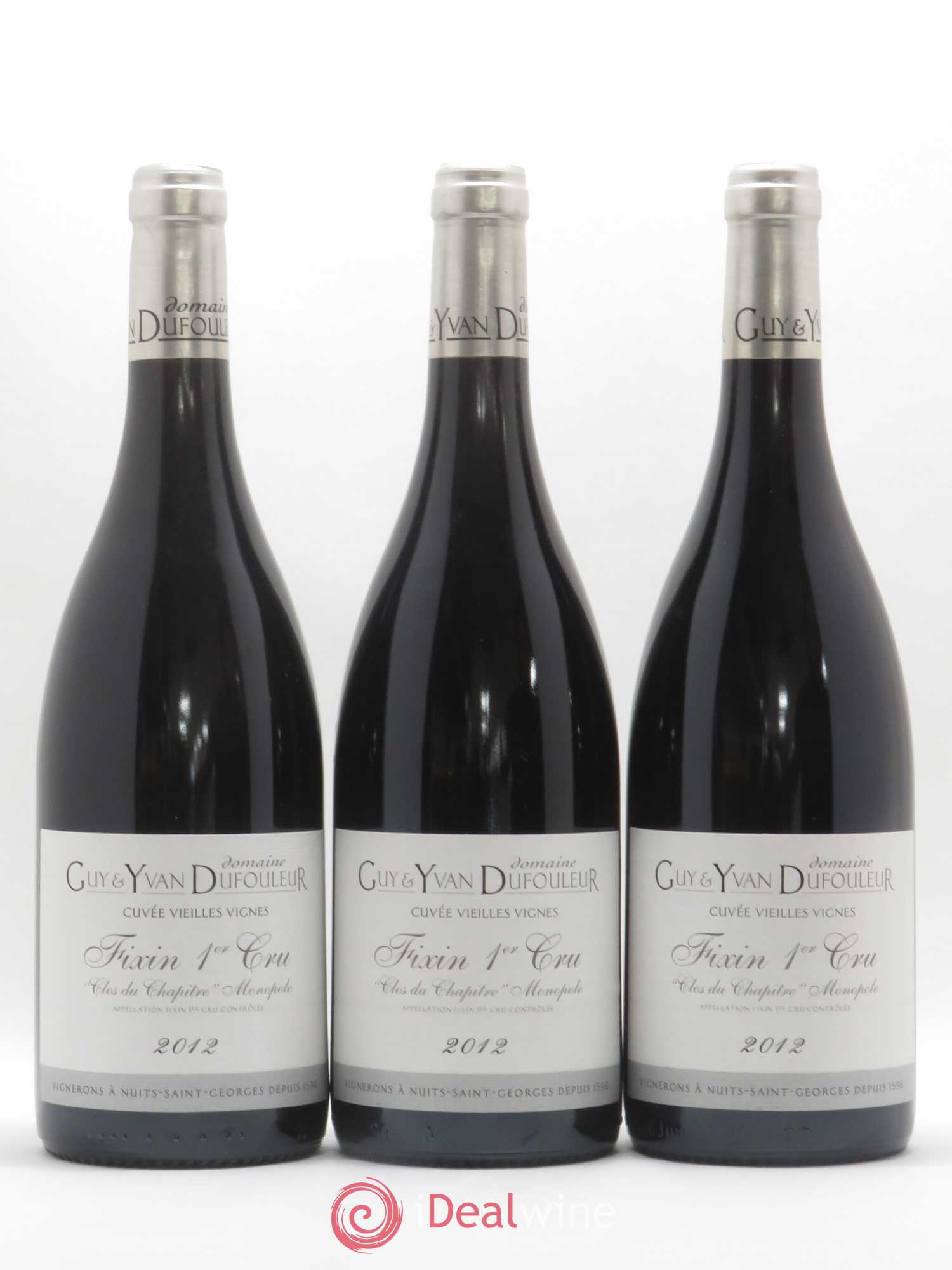 Fixin 1er Cru Clos du Chapître Vieilles vignes Domaine Guy et Yvan Dufouleur 2012 - Posten von 3 Flaschen - 0