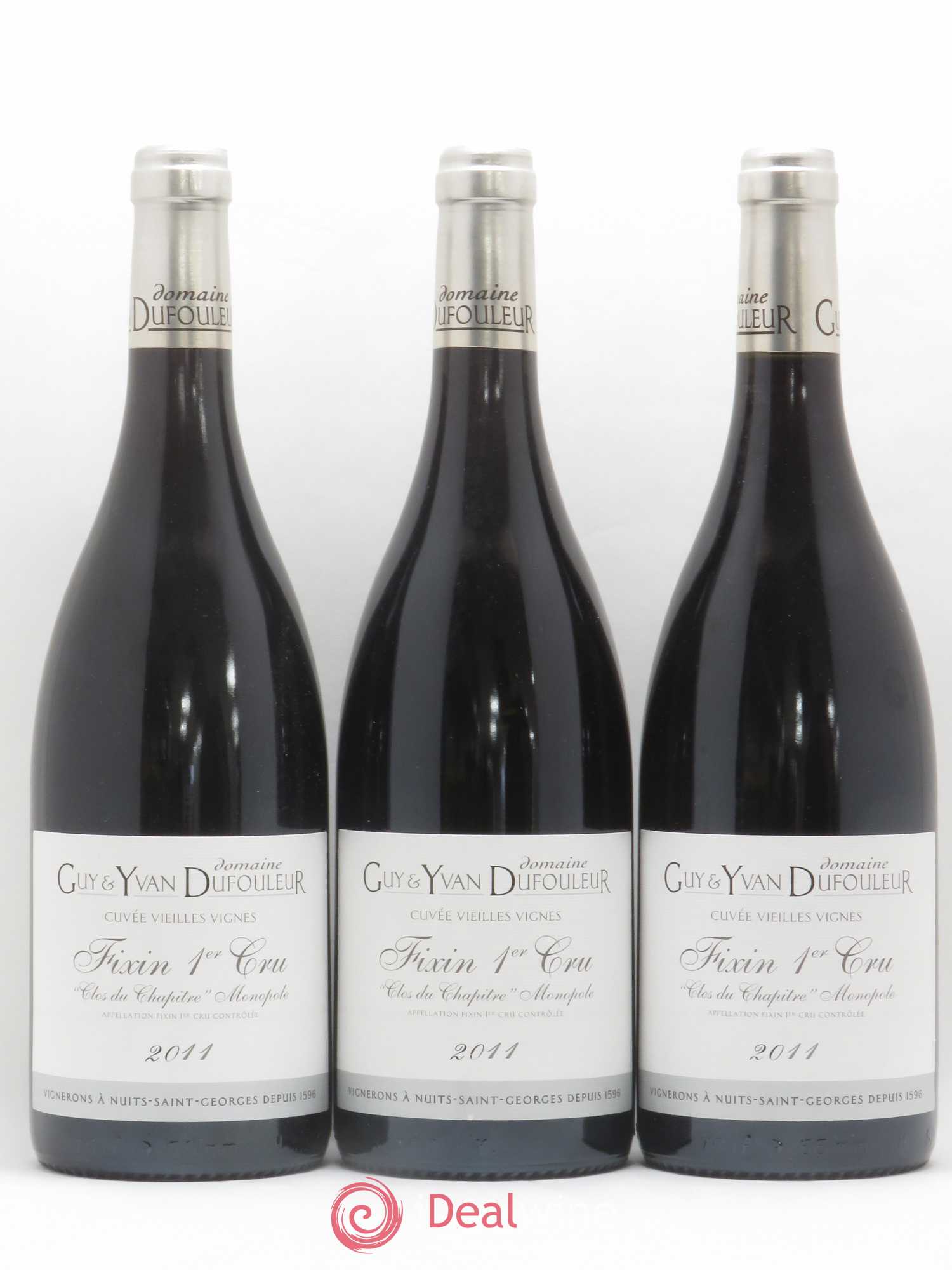 Fixin 1er Cru Clos du Chapître Vieilles vignes Domaine Guy et Yvan Dufouleur 2011 - Posten von 3 Flaschen - 0