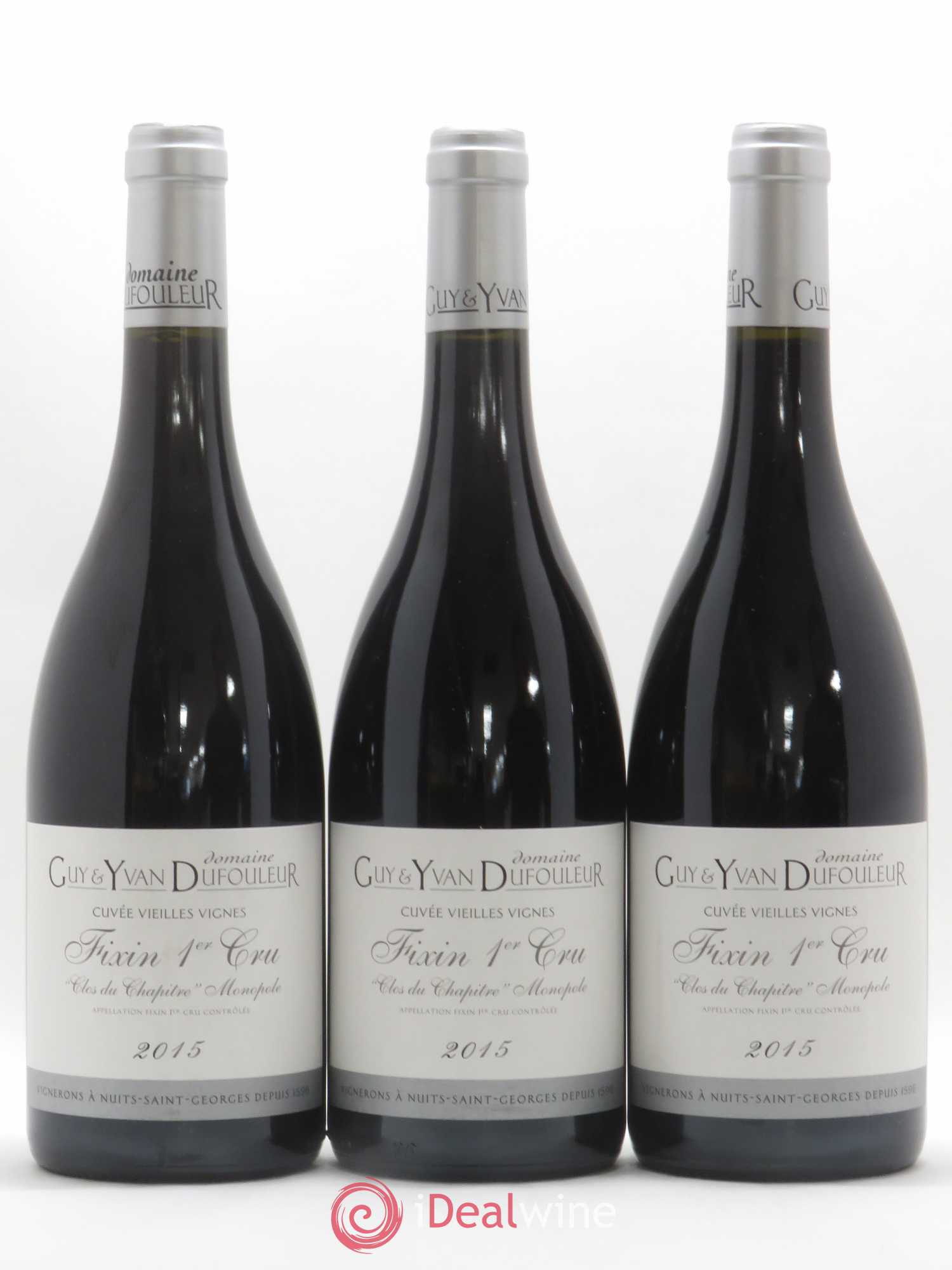 Fixin 1er Cru Clos du Chapître Vieilles vignes Domaine Guy et Yvan Dufouleur 2015 - Posten von 3 Flaschen - 0