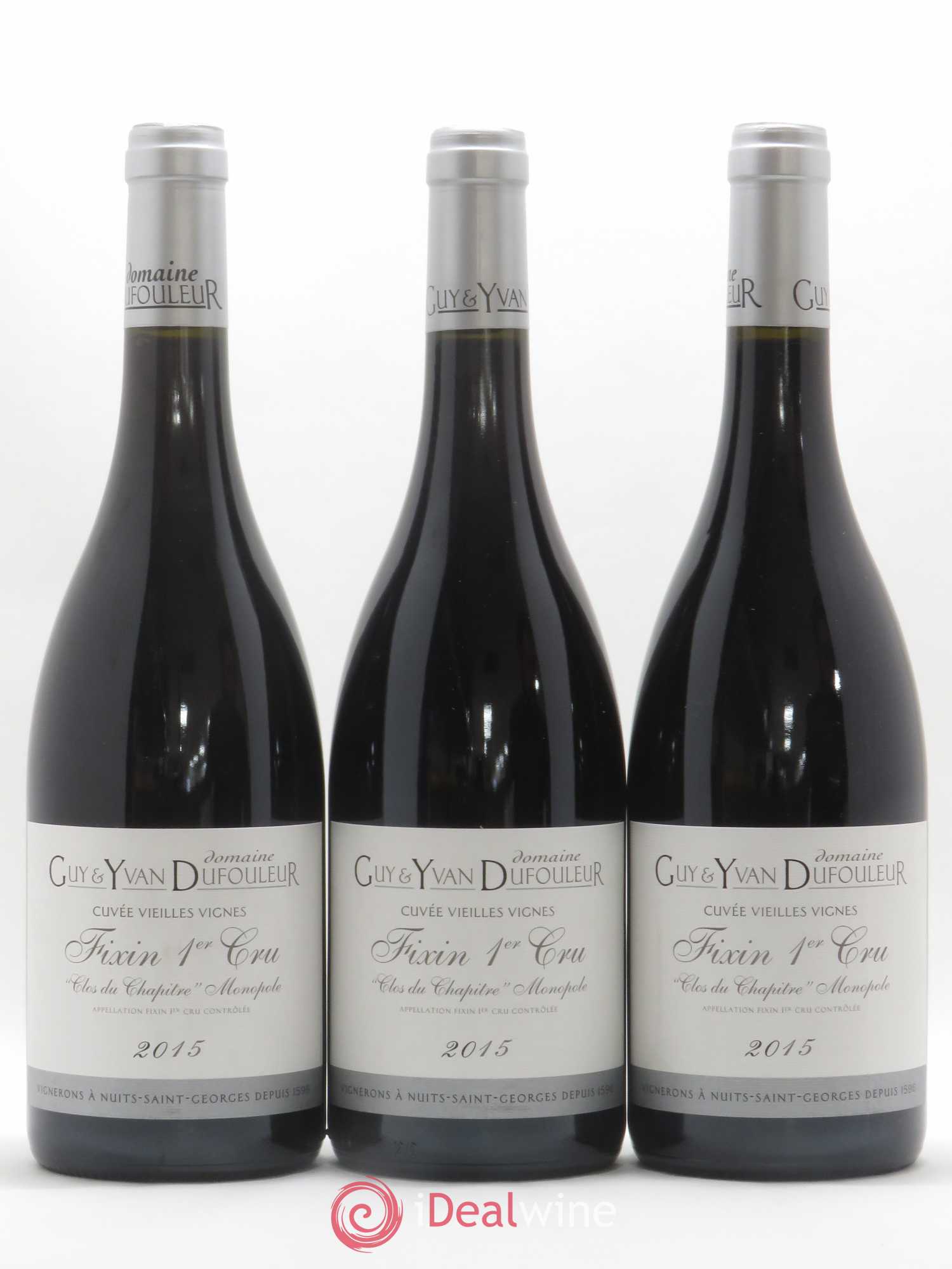Fixin 1er Cru Clos du Chapître Vieilles vignes Domaine Guy et Yvan Dufouleur 2015 - Posten von 3 Flaschen - 0