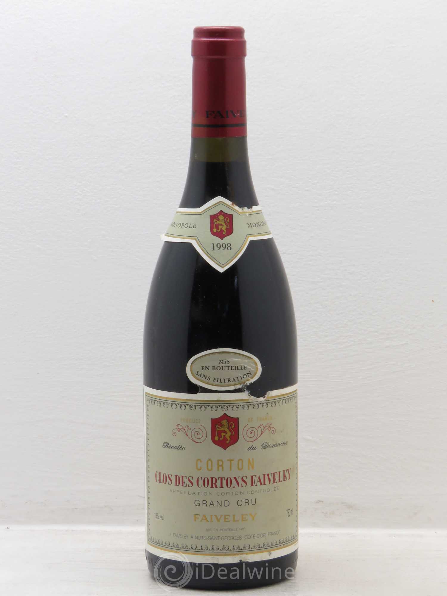 Corton Grand Cru Clos des Cortons Faiveley 1998 - Lot de 1 bouteille - 0