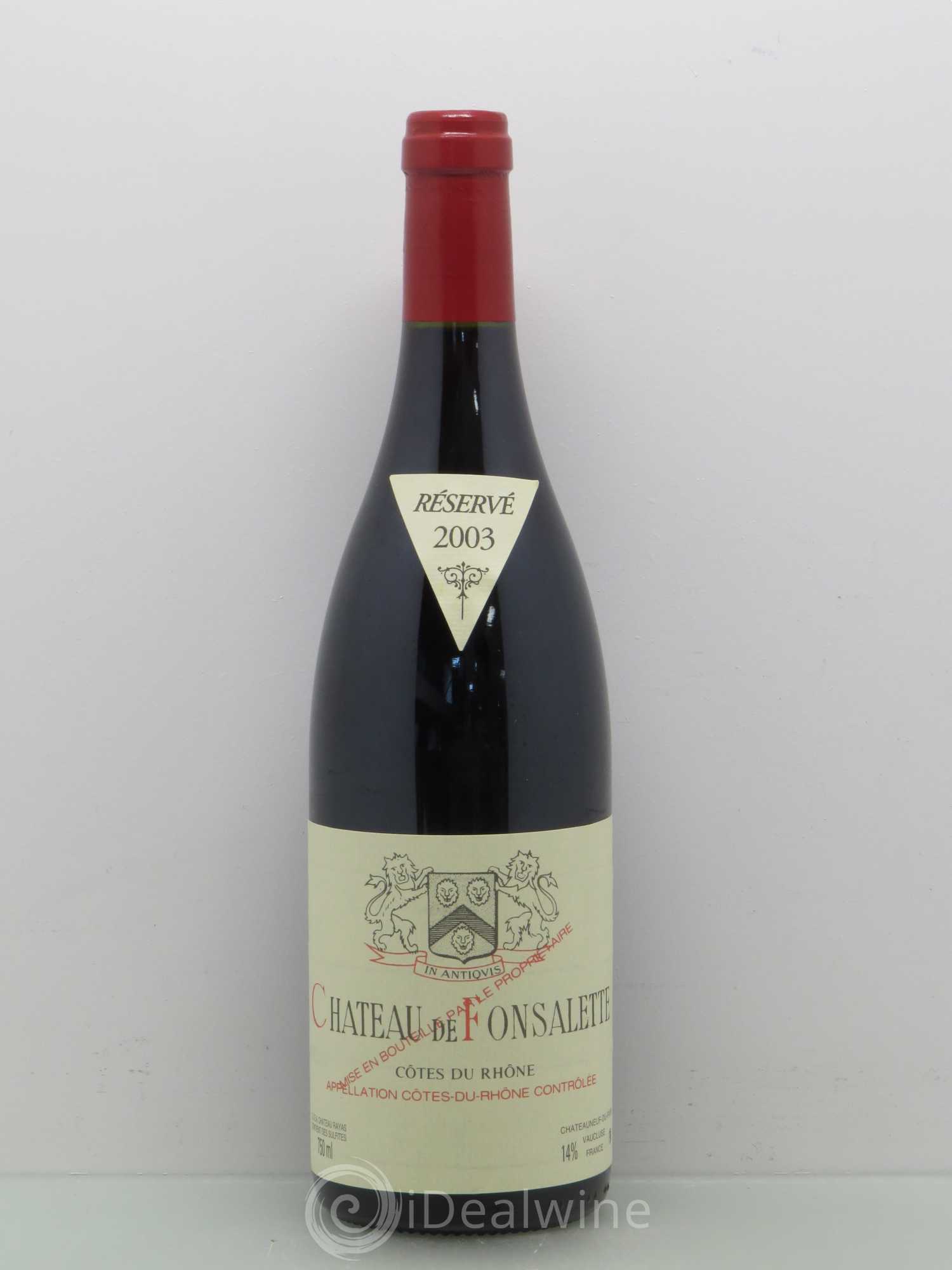 Côtes-du-Rhône Château de Fonsalette Emmanuel Reynaud 2003 - Lot de 1 bouteille - 0