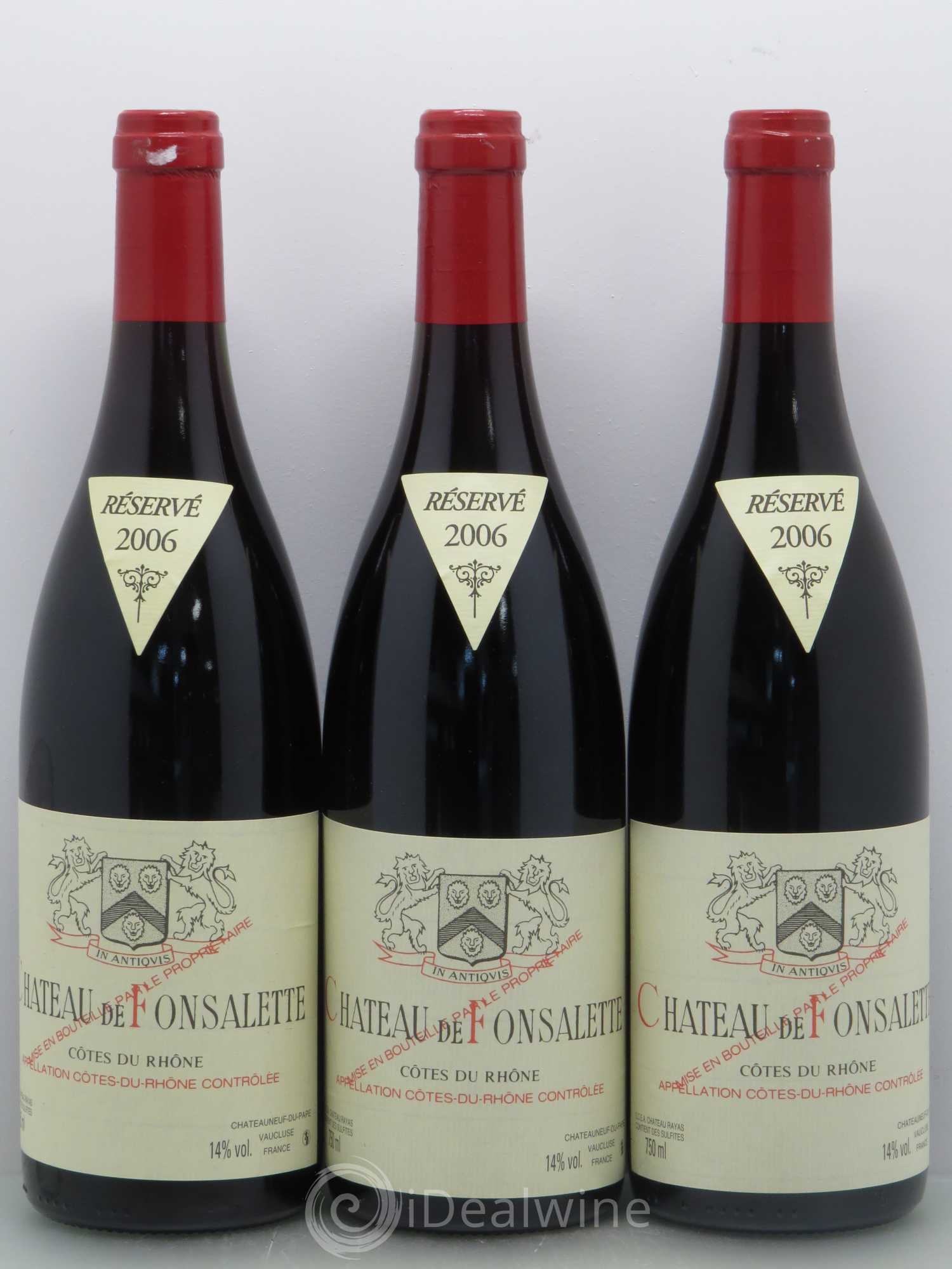 Côtes-du-Rhône Château de Fonsalette Emmanuel Reynaud 2006 - Lot de 3 bouteilles - 0