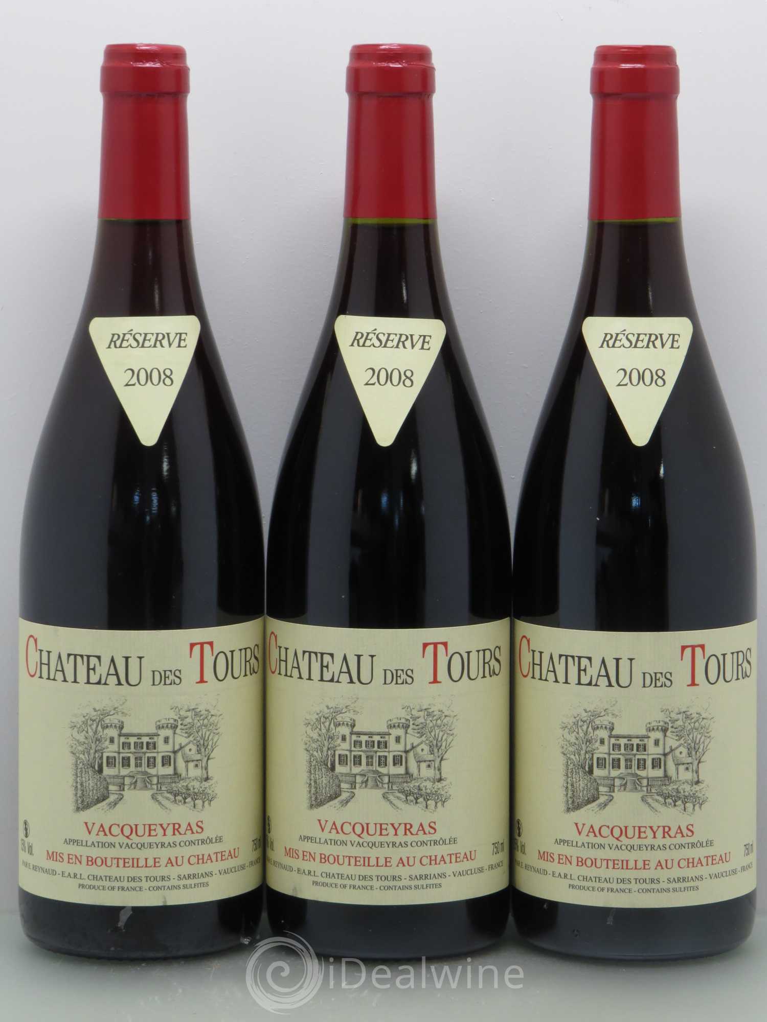 Vacqueyras Château des Tours Emmanuel Reynaud 2008 - Lot de 3 bouteilles - 0