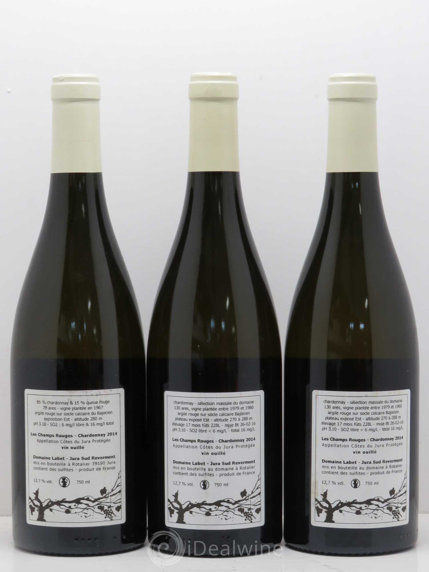 Côtes du Jura Chardonnay Les Champs Rouges - Labet 2014 - Lot de 3 bouteilles - 1