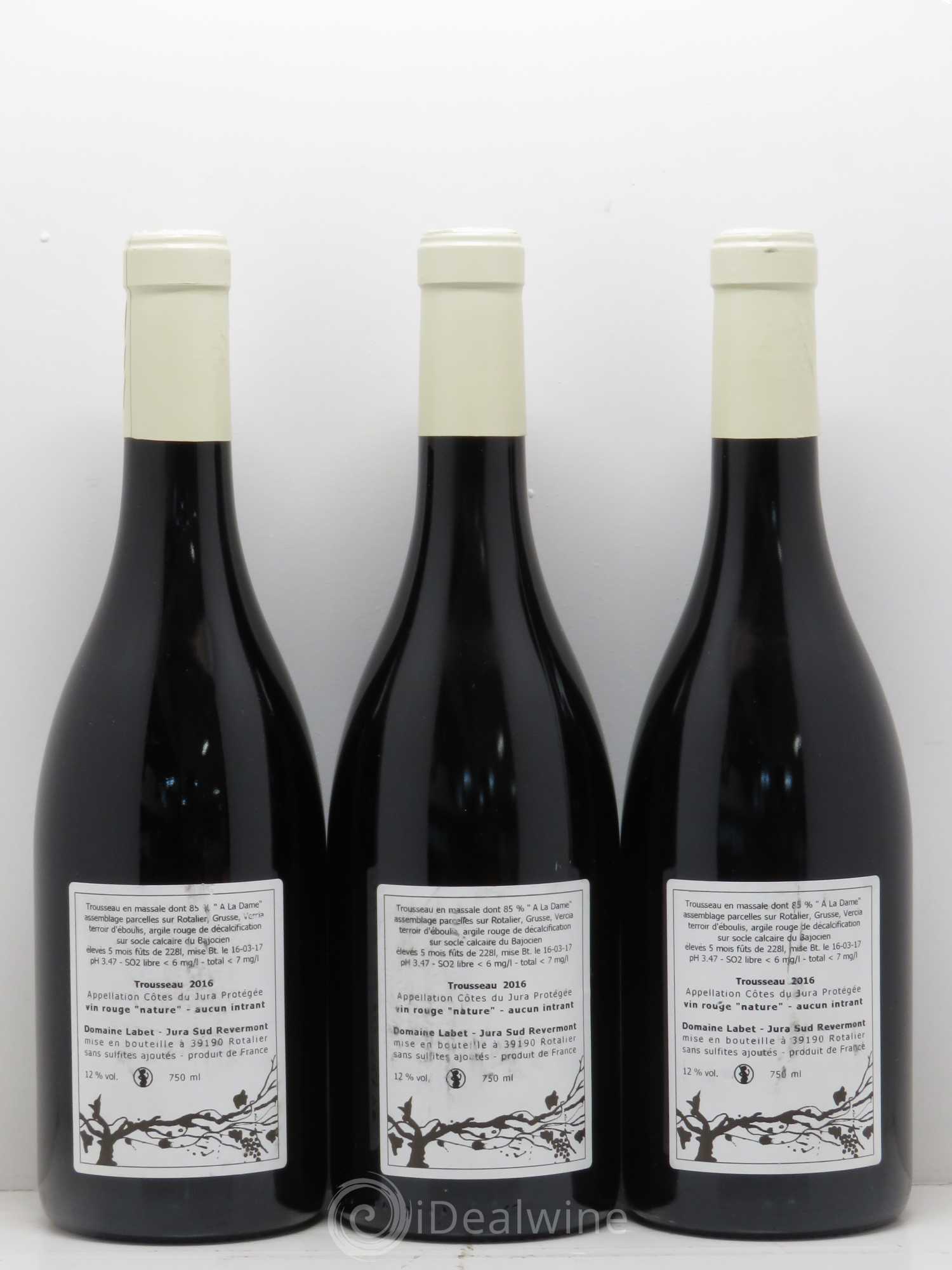 Divers Jura Trousseau - Labet 2016 - Posten von 3 Flaschen - 1