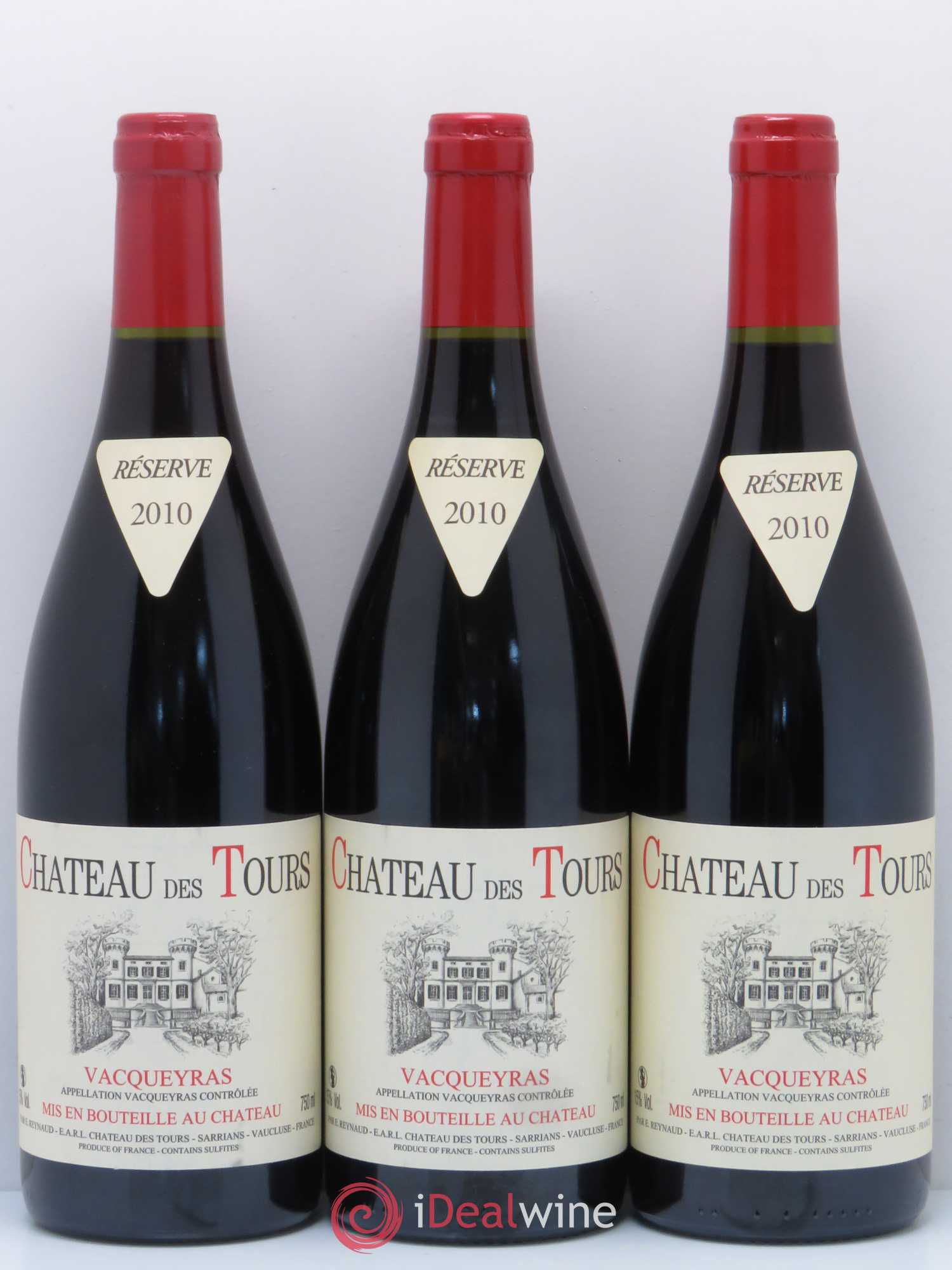 Vacqueyras Château des Tours Emmanuel Reynaud 2010 - Lot de 3 bouteilles - 0