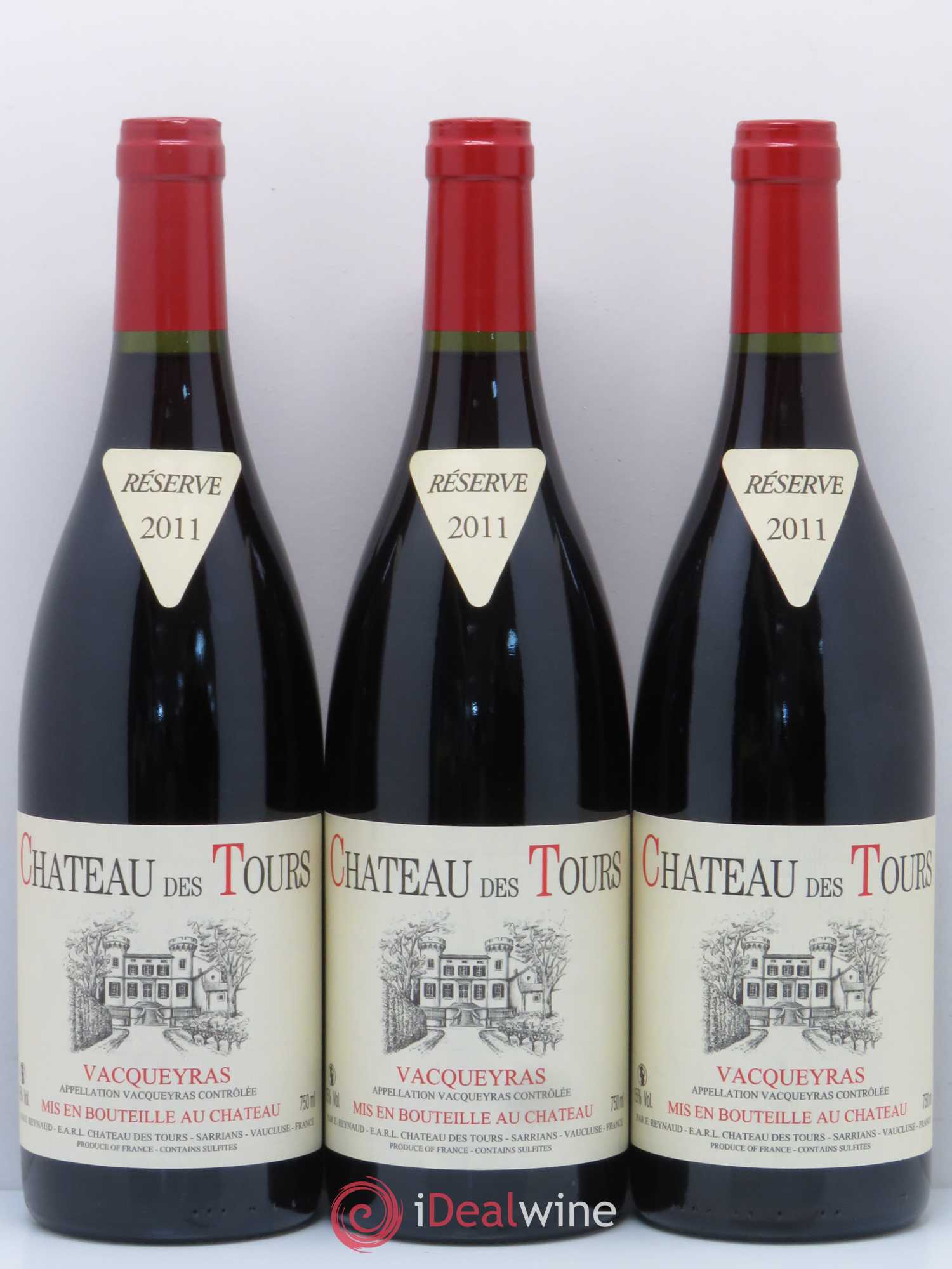 Vacqueyras Château des Tours Emmanuel Reynaud 2011 - Lot de 3 bouteilles - 0