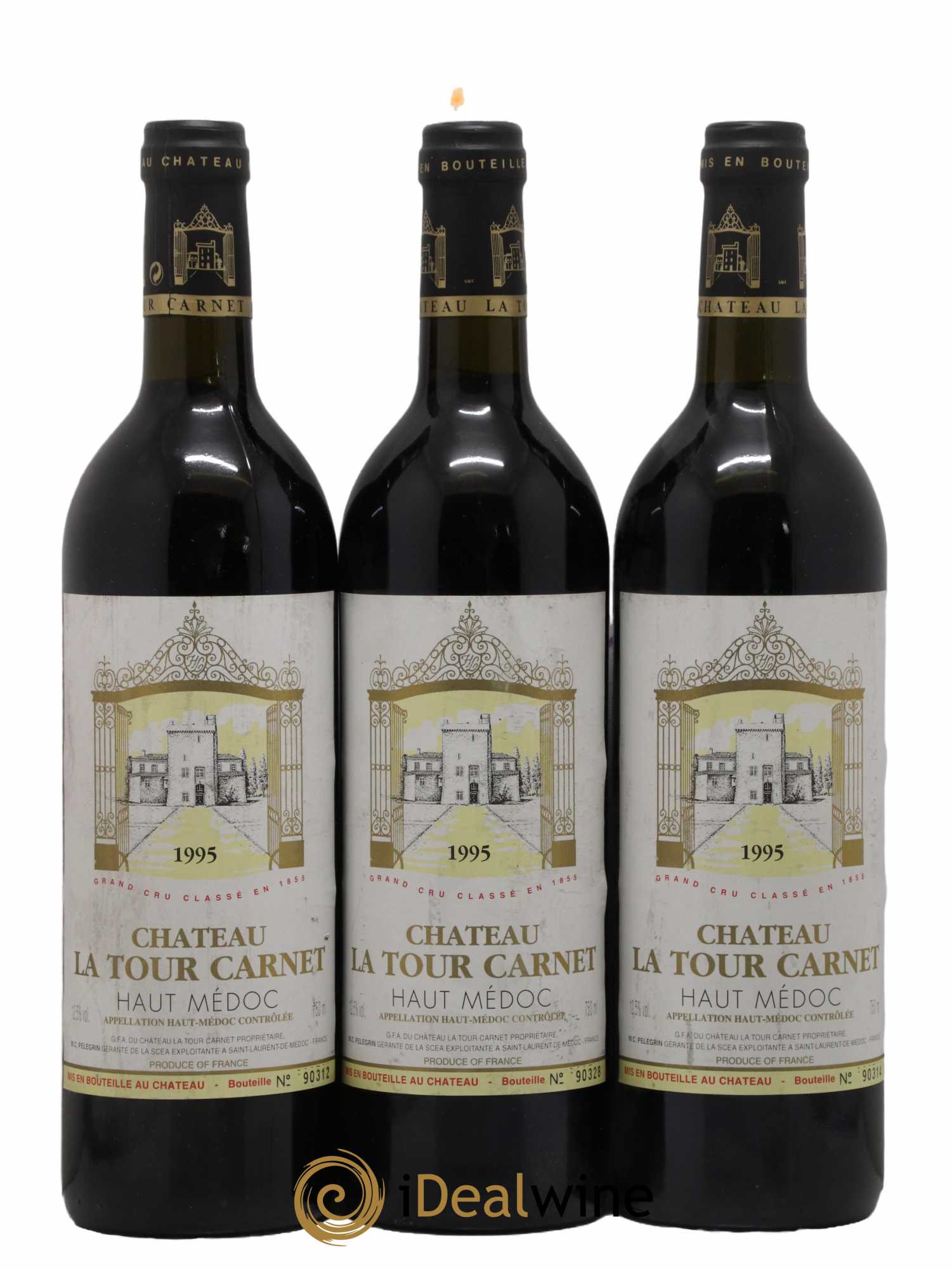 Château la Tour Carnet 4ème Grand Cru Classé 1995 - Lot de 3 bouteilles - 0