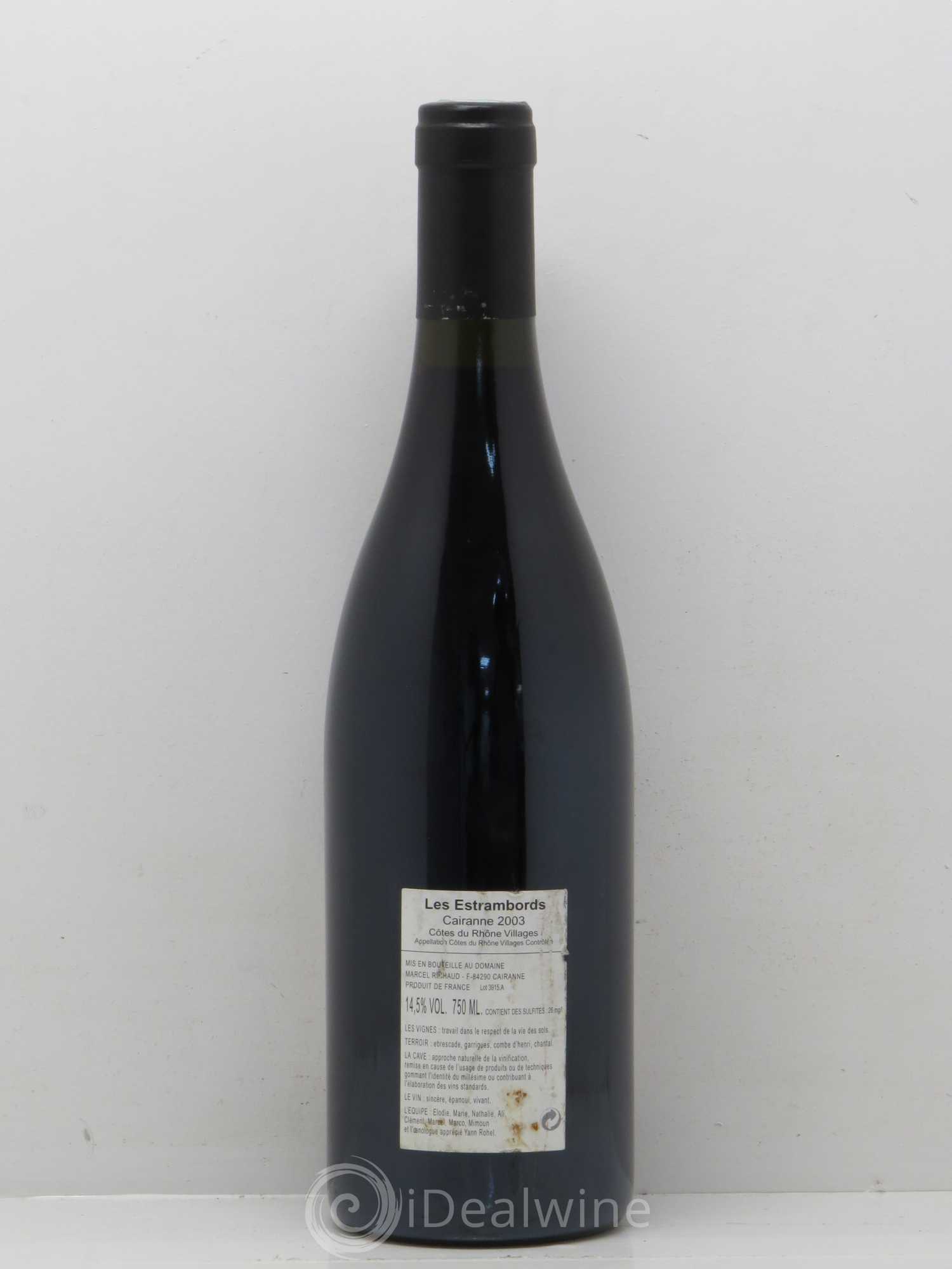 Cairanne Les Estrambords Marcel Richaud 2003 - Lot de 1 bouteille - 1