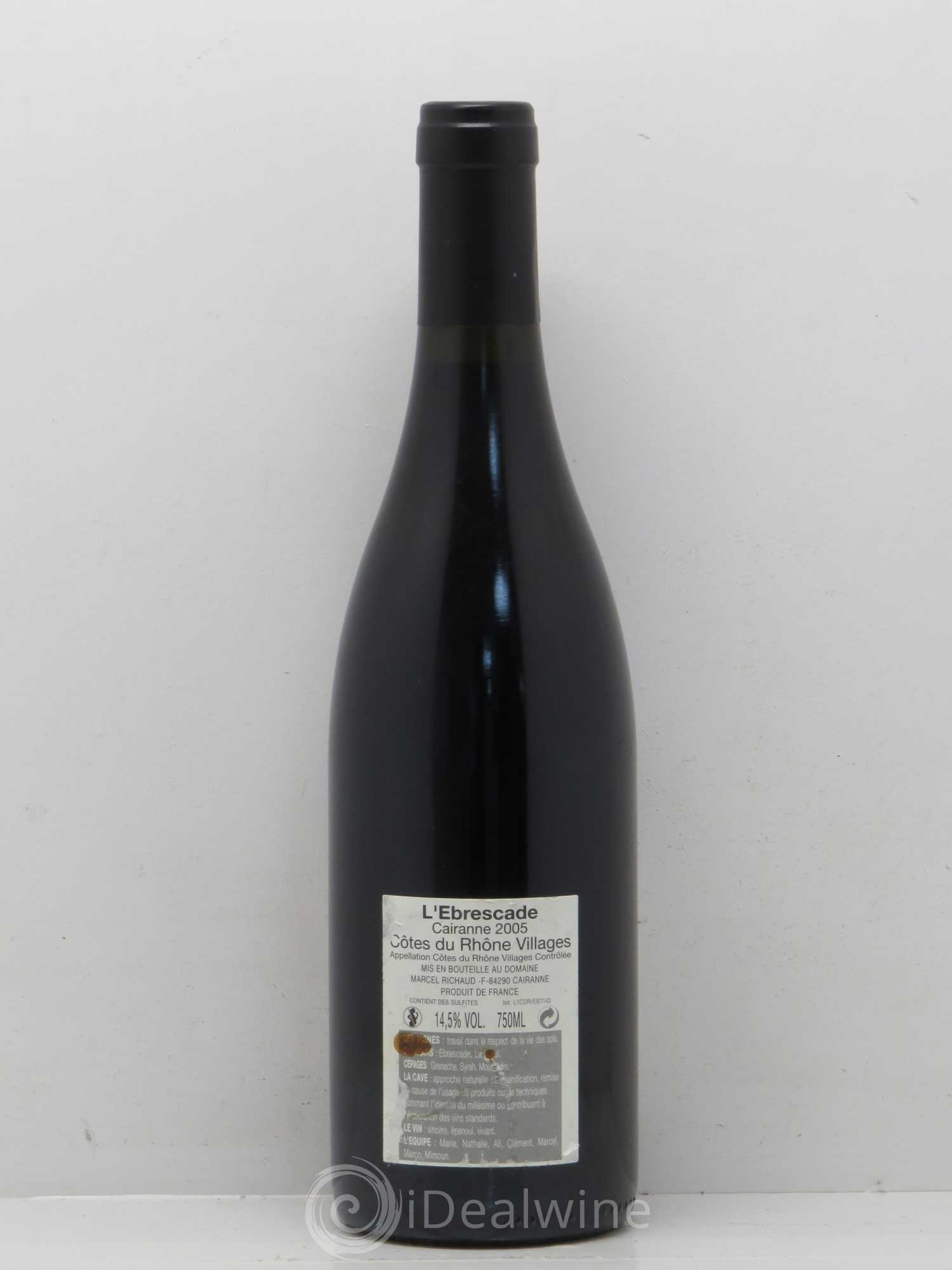 Cairanne Ebrescade Marcel Richaud 2005 - Lot de 1 bouteille - 1