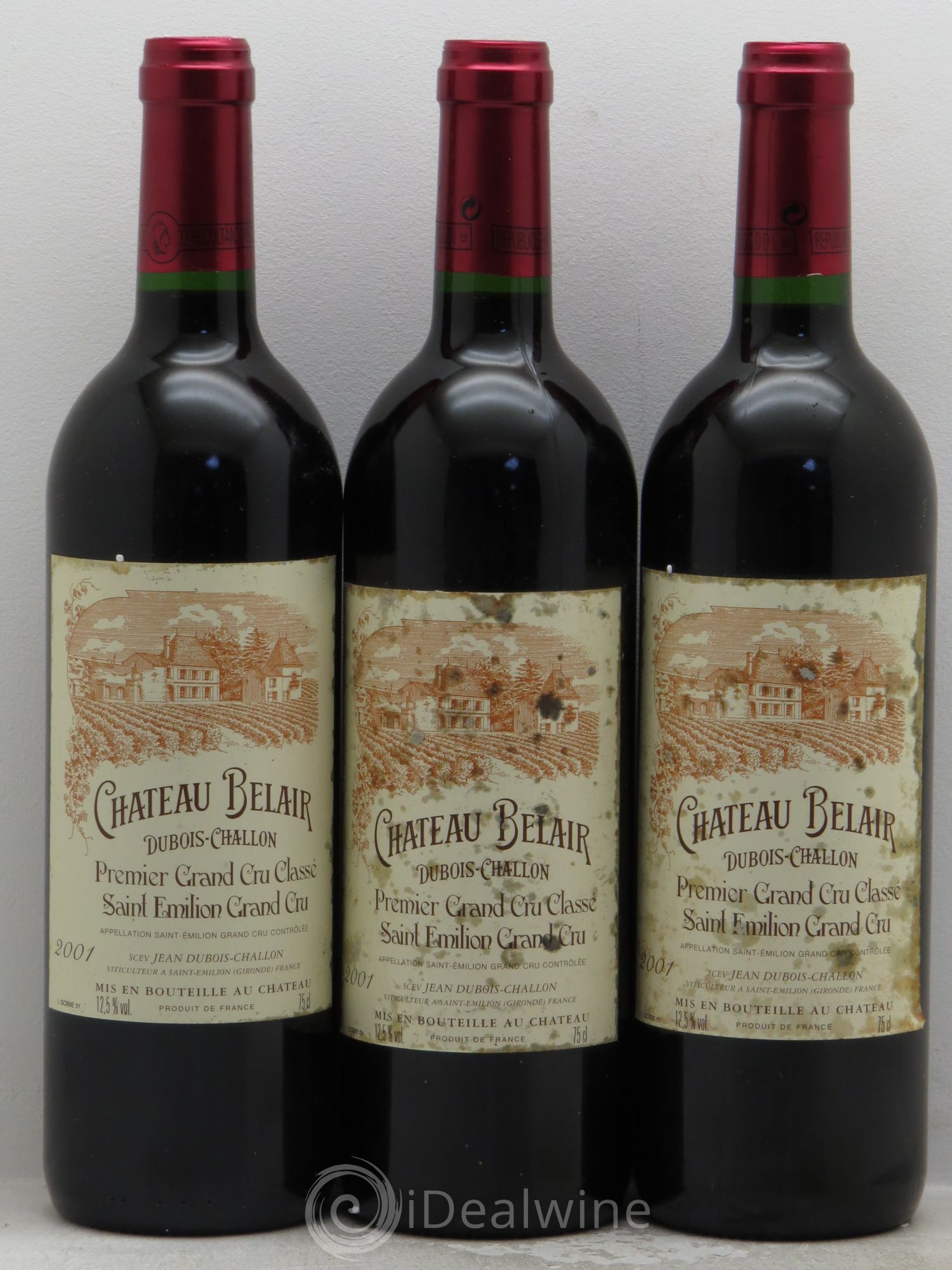 Château Belair (Belair-Monange) 1er Grand Cru Classé B 2001 - Lot de 3 bouteilles - 0
