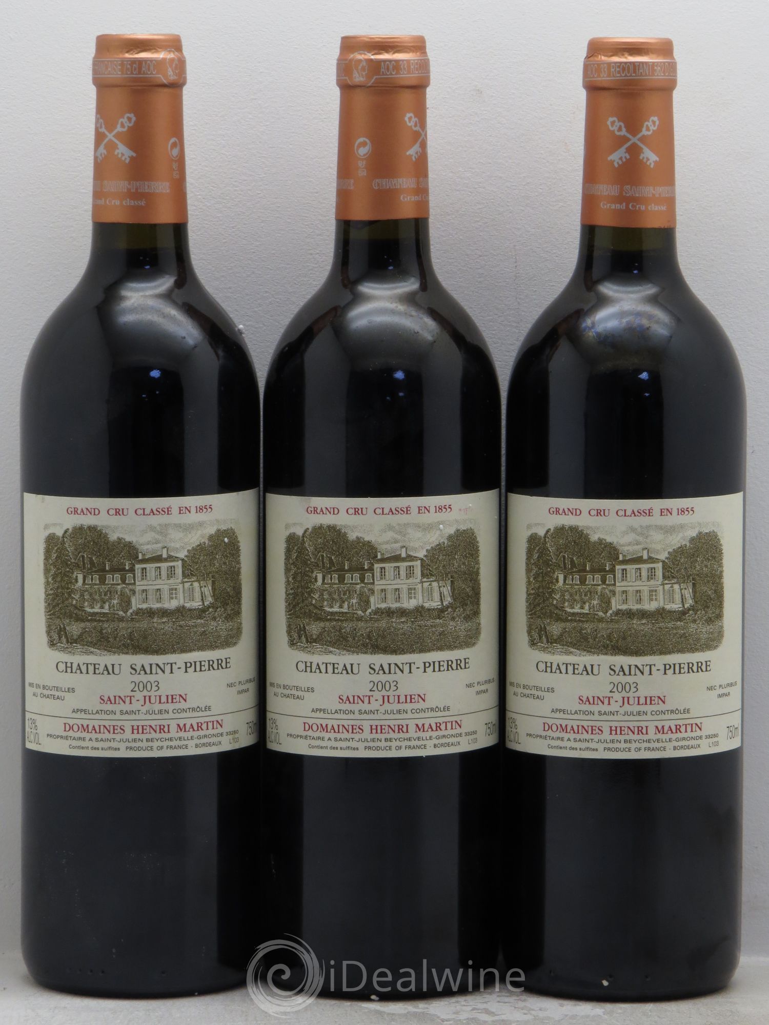 Château Saint-Pierre 4ème Grand Cru Classé 2003 - Lot de 3 bouteilles - 0