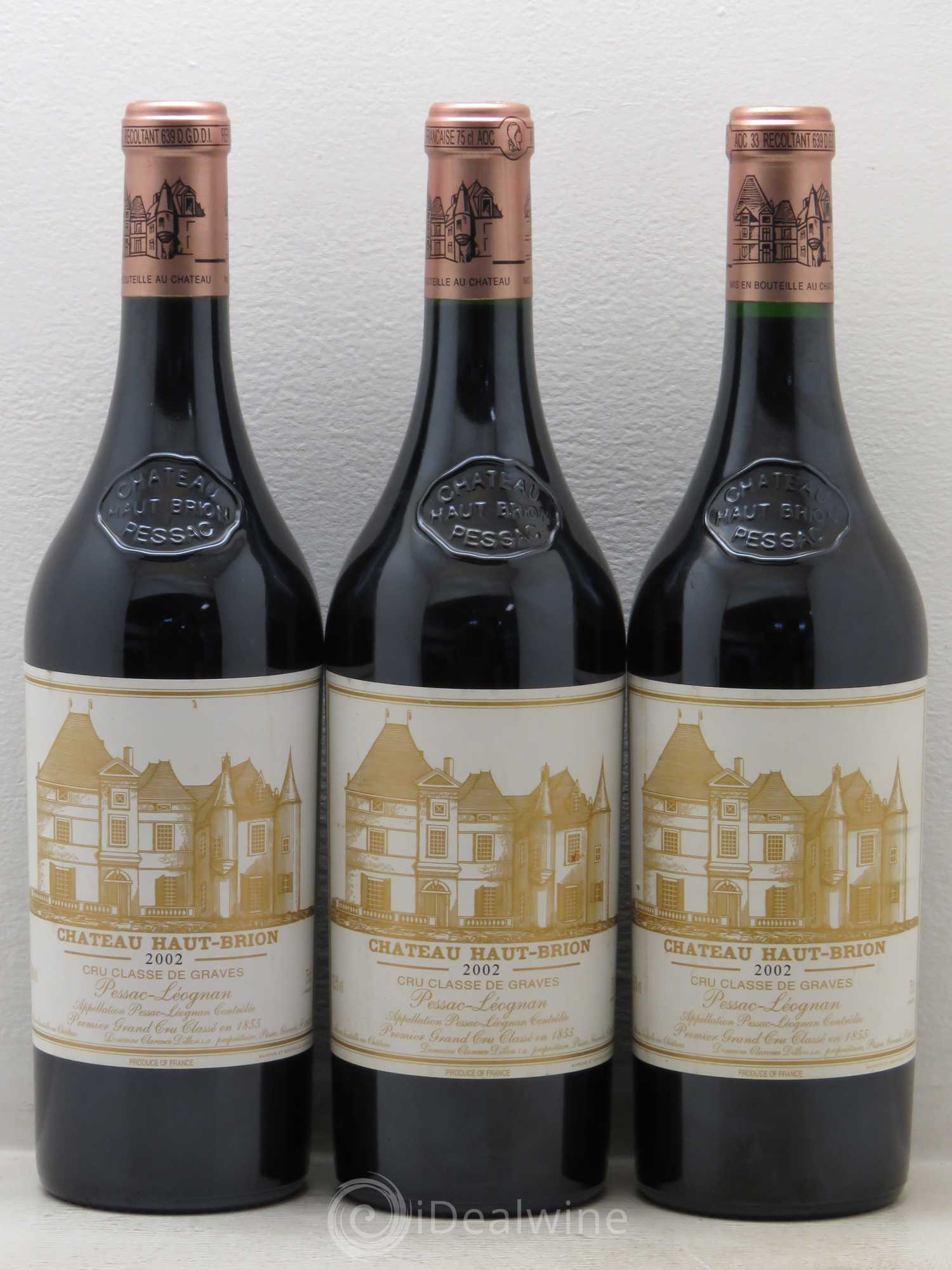 Château Haut Brion 1er Grand Cru Classé 2002 - Lot de 3 bouteilles - 0