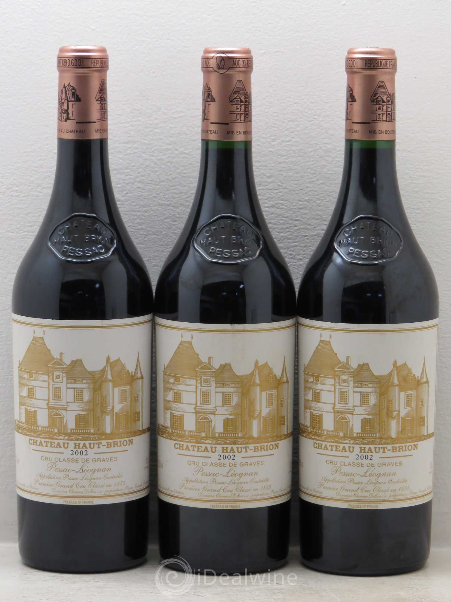 Château Haut Brion 1er Grand Cru Classé 2002 - Lot de 3 bouteilles - 0