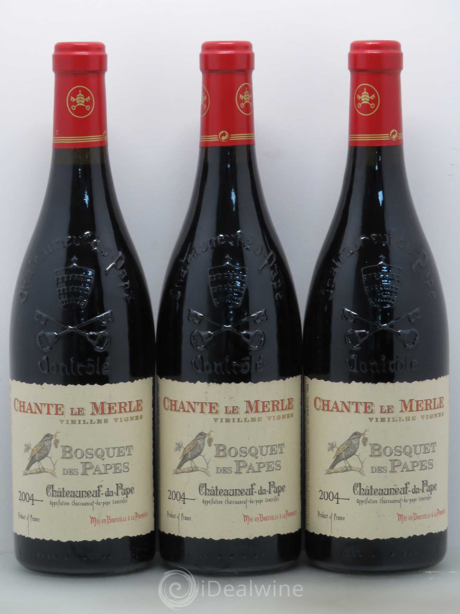 Châteauneuf-du-Pape Bosquet des Papes Chante Le Merle Vieilles Vignes Famille Boiron 2004 - Lot of 6 bottles - 1