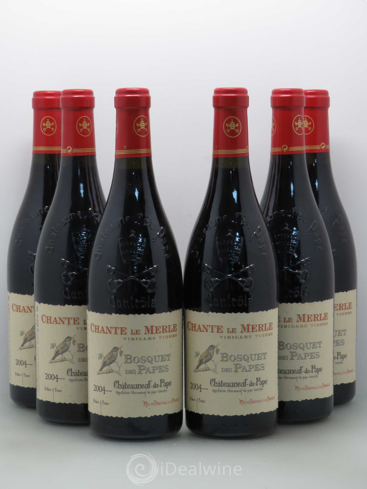 Châteauneuf-du-Pape Bosquet des Papes Chante Le Merle Vieilles Vignes Famille Boiron 2004 - Lot of 6 bottles - 0