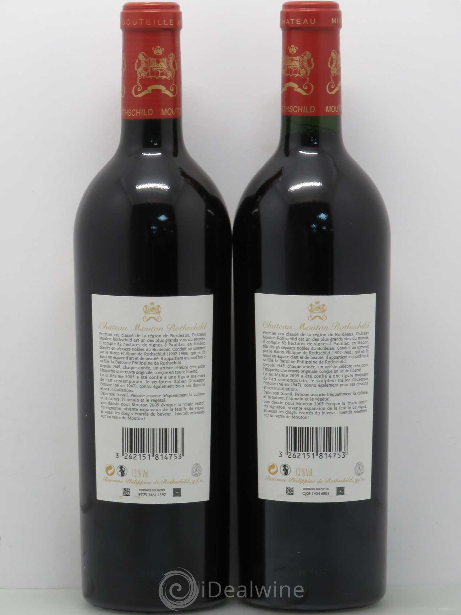 Château Mouton Rothschild 1er Grand Cru Classé 2005 - Lot de 2 bouteilles - 1