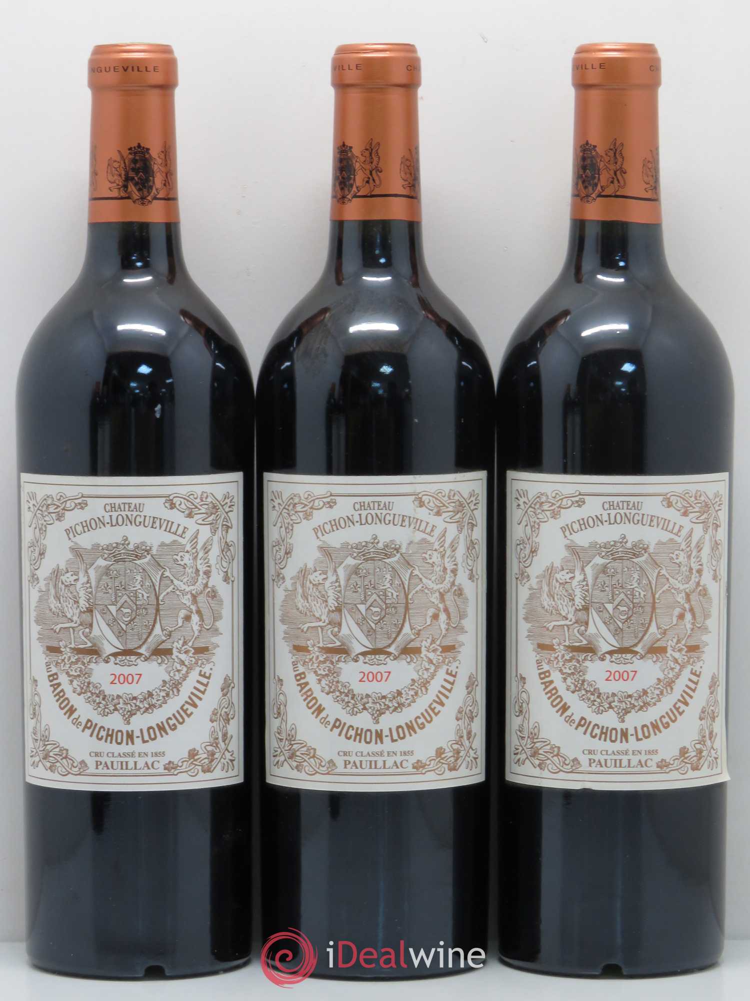 Pichon Longueville Baron 2ème Grand Cru Classé 2007 - Lot de 3 bouteilles - 0