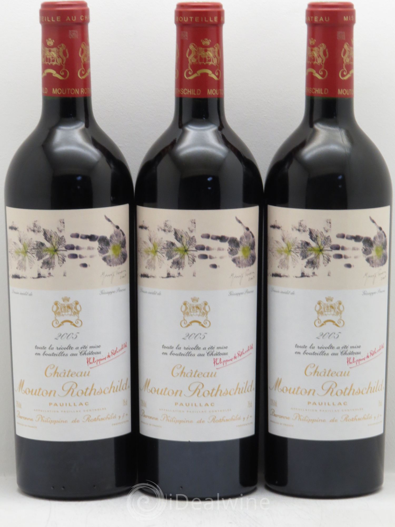 Château Mouton Rothschild 1er Grand Cru Classé 2005 - Lot de 3 bouteilles - 0