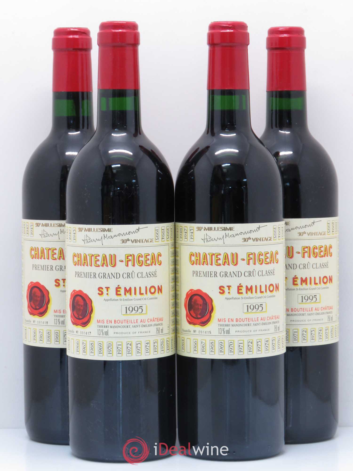 Château Figeac 1er Grand Cru Classé A 1995 - Lot de 4 bouteilles - 0