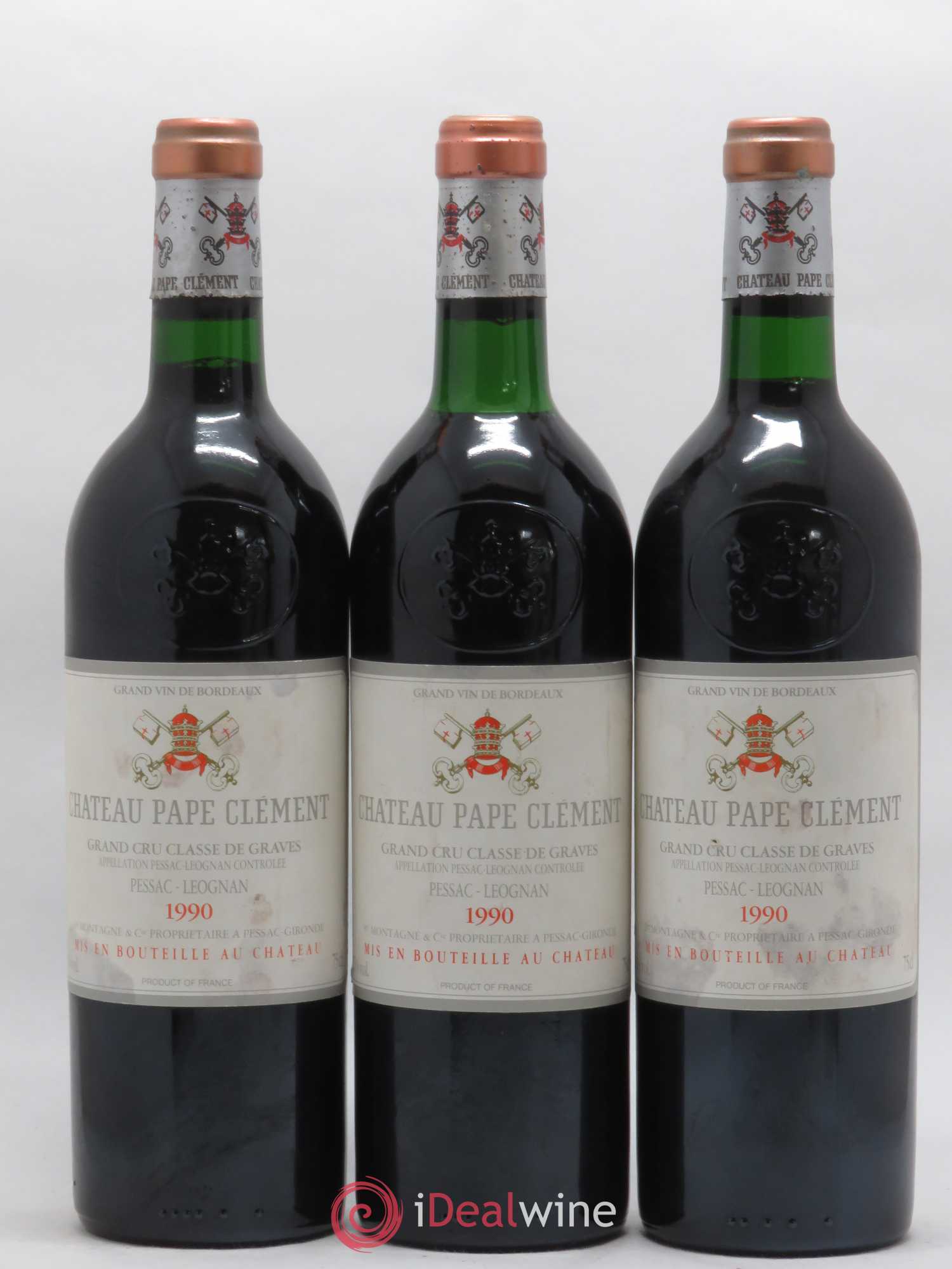Château Pape Clément Cru Classé de Graves 1990 - Lot de 3 bouteilles - 0