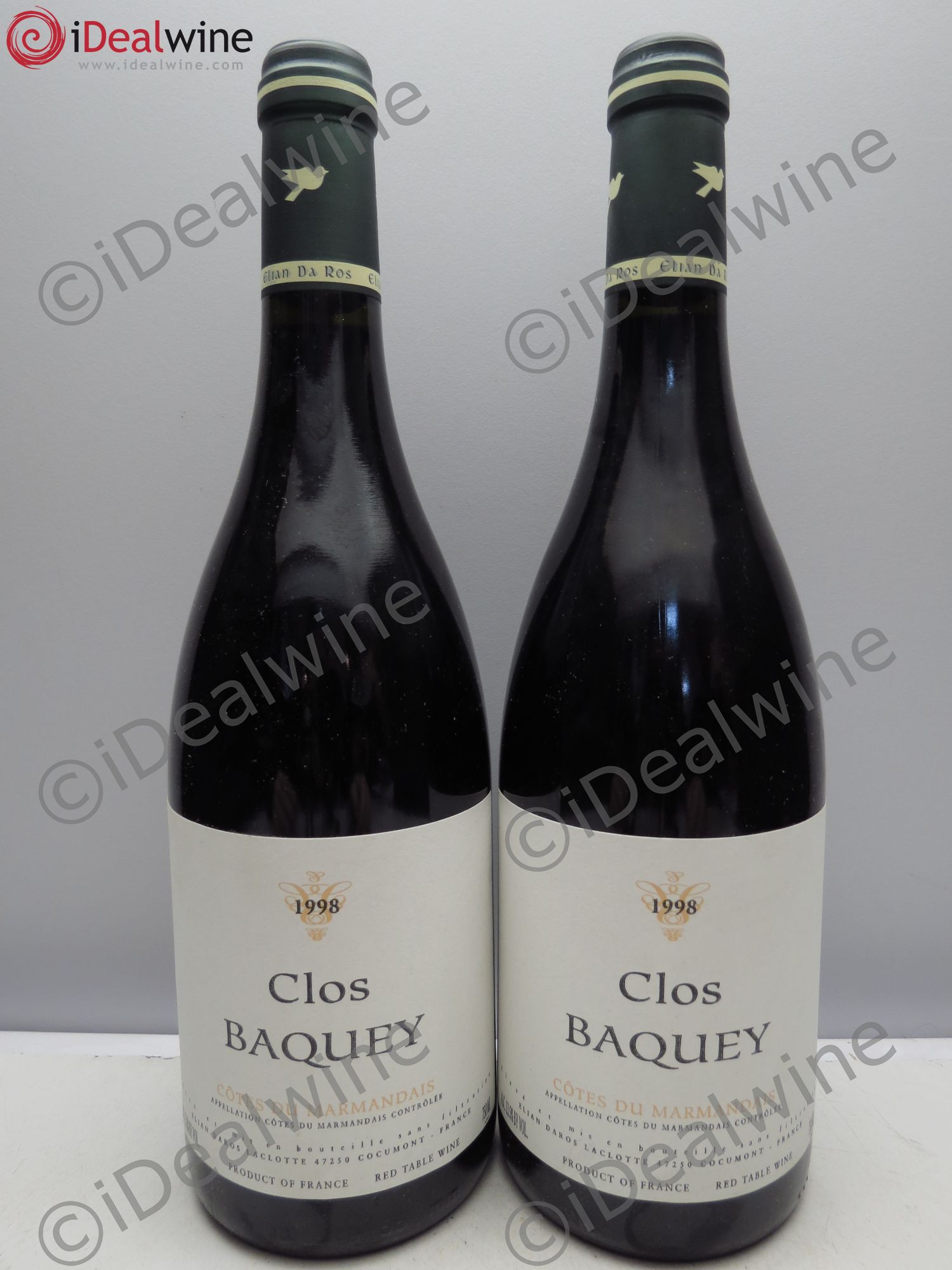Divers Clos Baquey, Côtes du marmandais 1998 - Posten von 2 Flaschen - 0