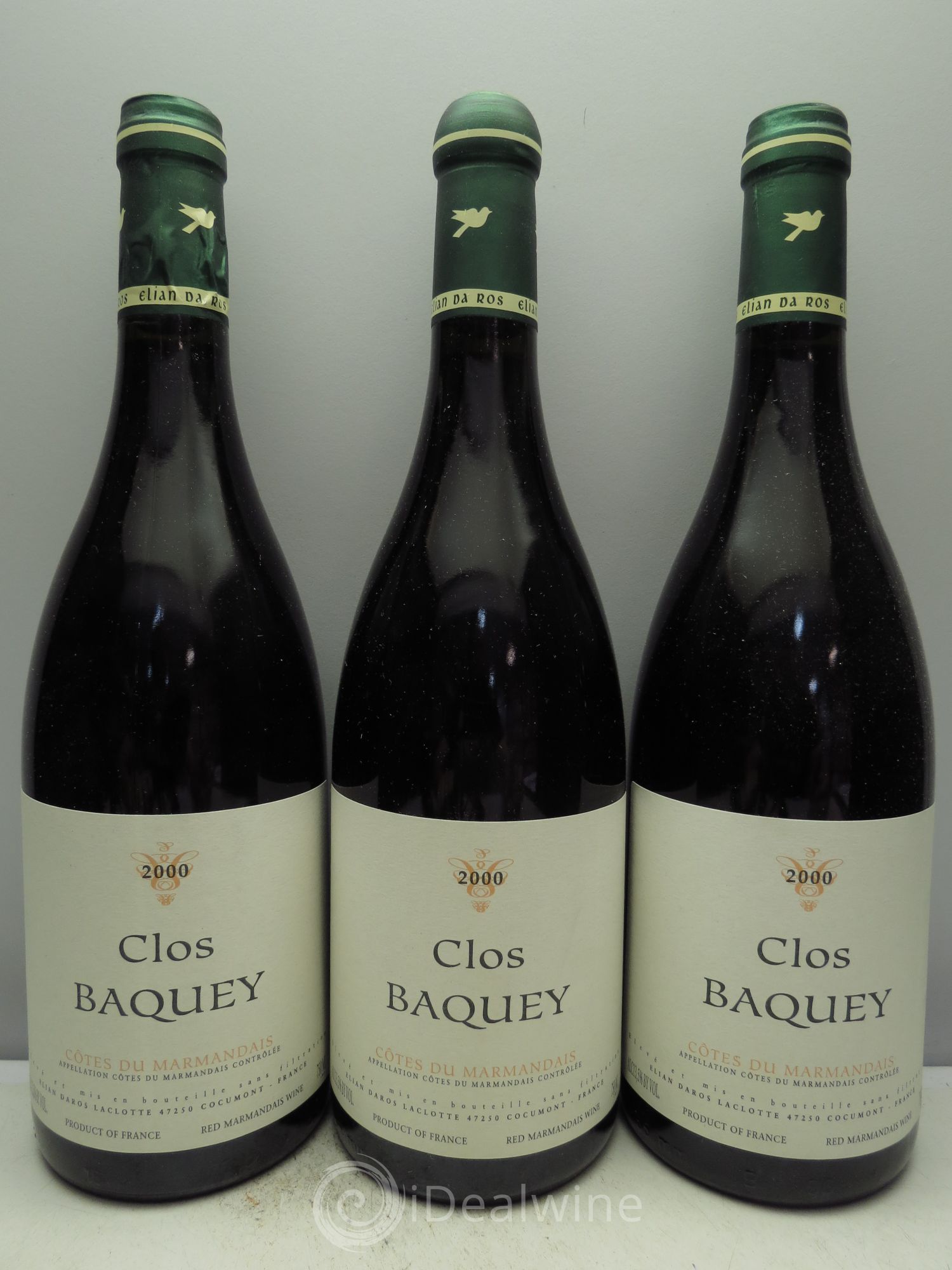 Côtes du Marmandais Clos Baquey Elian Da Ros Laclotte 2000 - Posten von 3 Flaschen - 0