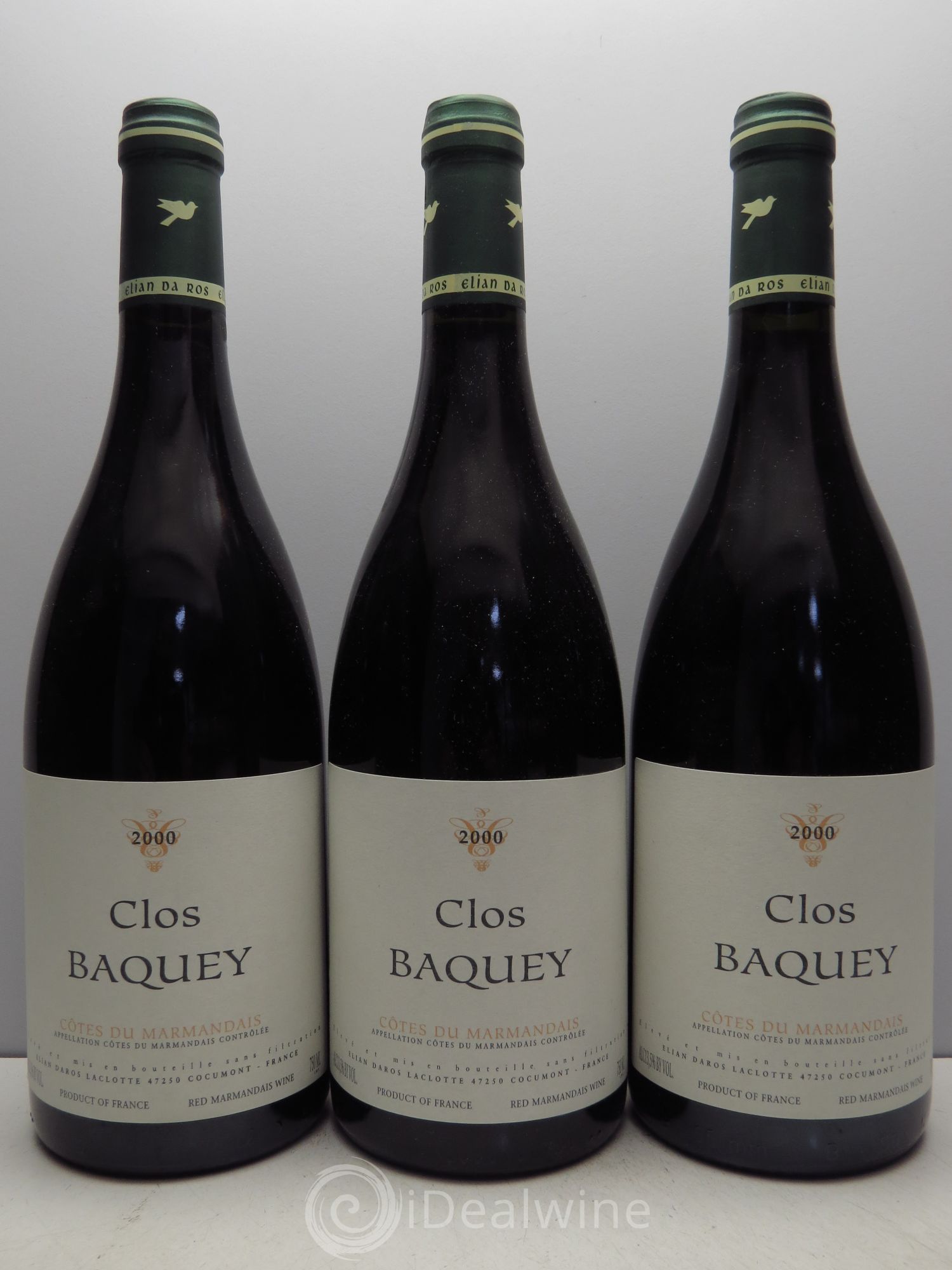 Côtes du Marmandais Clos Baquey Elian Da Ros 2000 - Posten von 3 Flaschen - 0