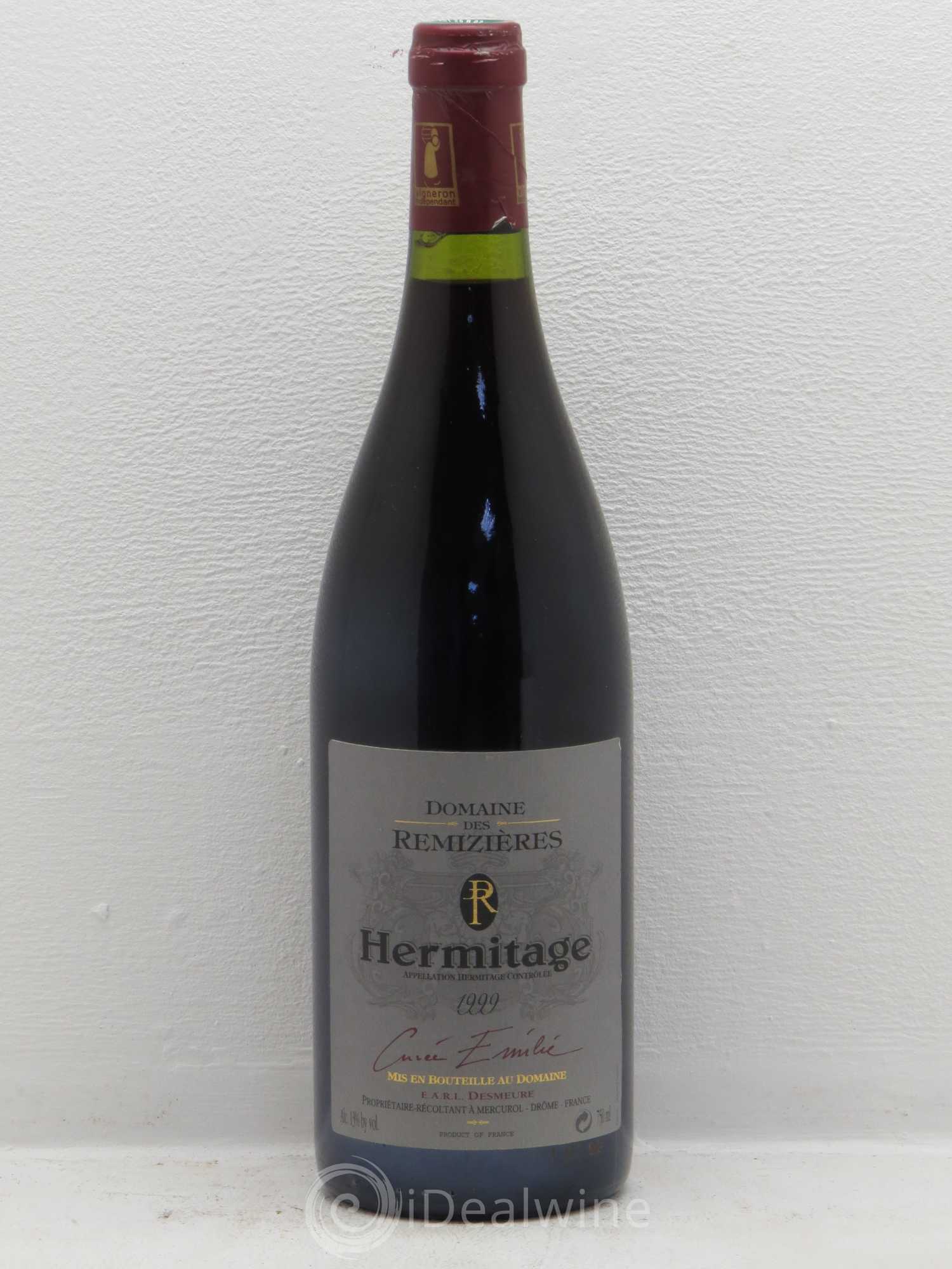 Hermitage Cuvée Emilie Rémizières (Domaine des) 1999 - Lot de 1 bouteille - 0