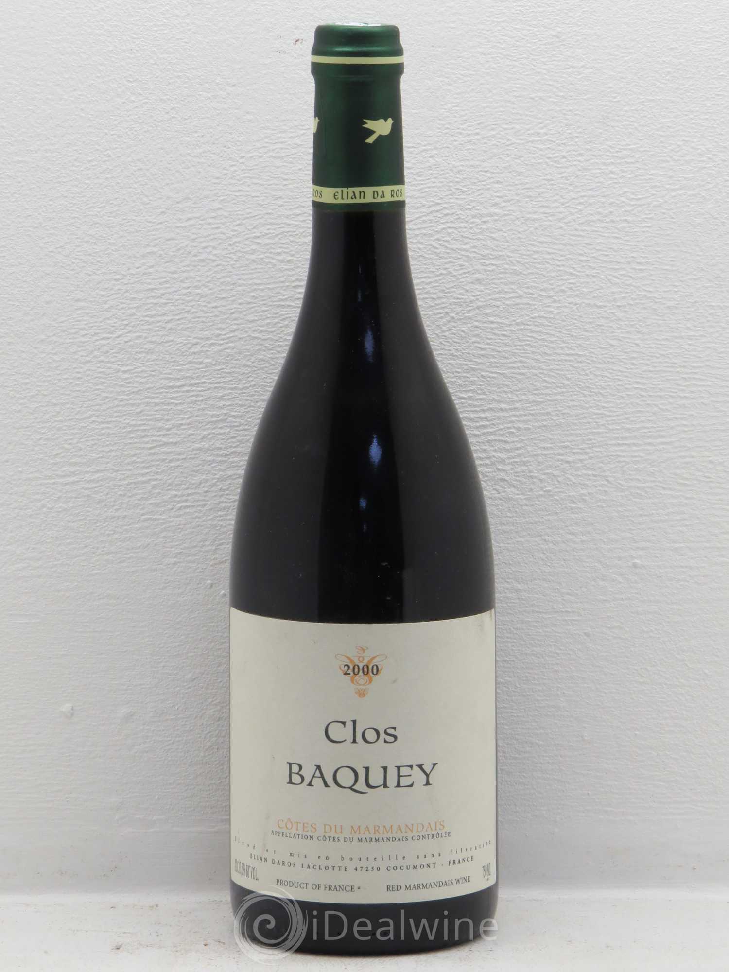 Côtes du Marmandais Elian Da Ros (Domaine) Clos Baquey 2000 - Lot de 1 bouteille - 0