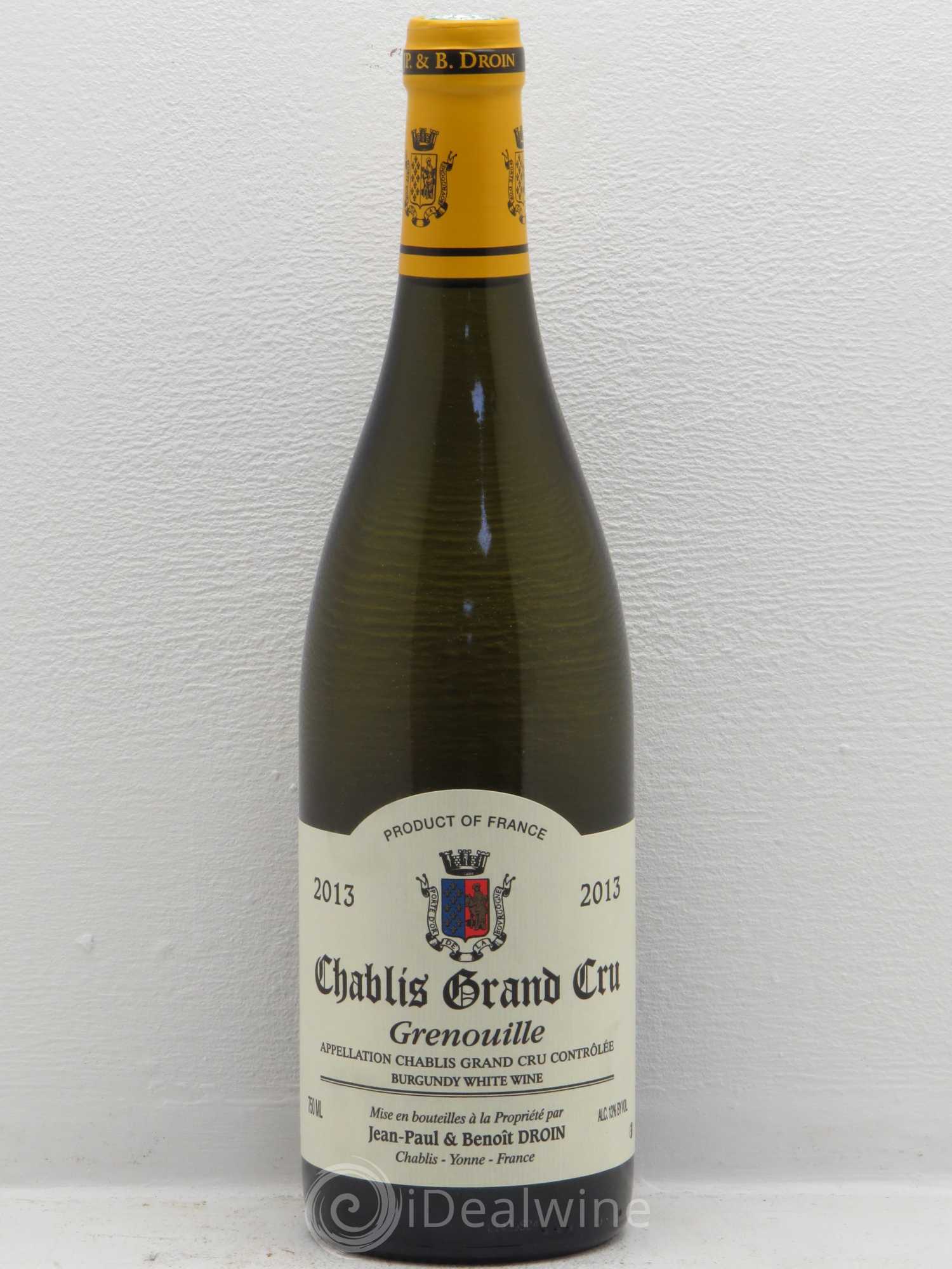 Chablis Grand Cru Grenouilles Jean-Paul & Benoît Droin (Domaine) 2013 - Lot de 1 bouteille - 0