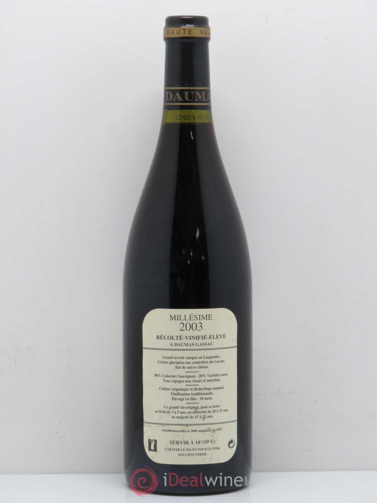 Saint-Guilhem-le-Désert - Cité d'Aniane Mas Daumas Gassac Famille Guibert de La Vaissière 2003 - Lot de 1 bouteille - 1