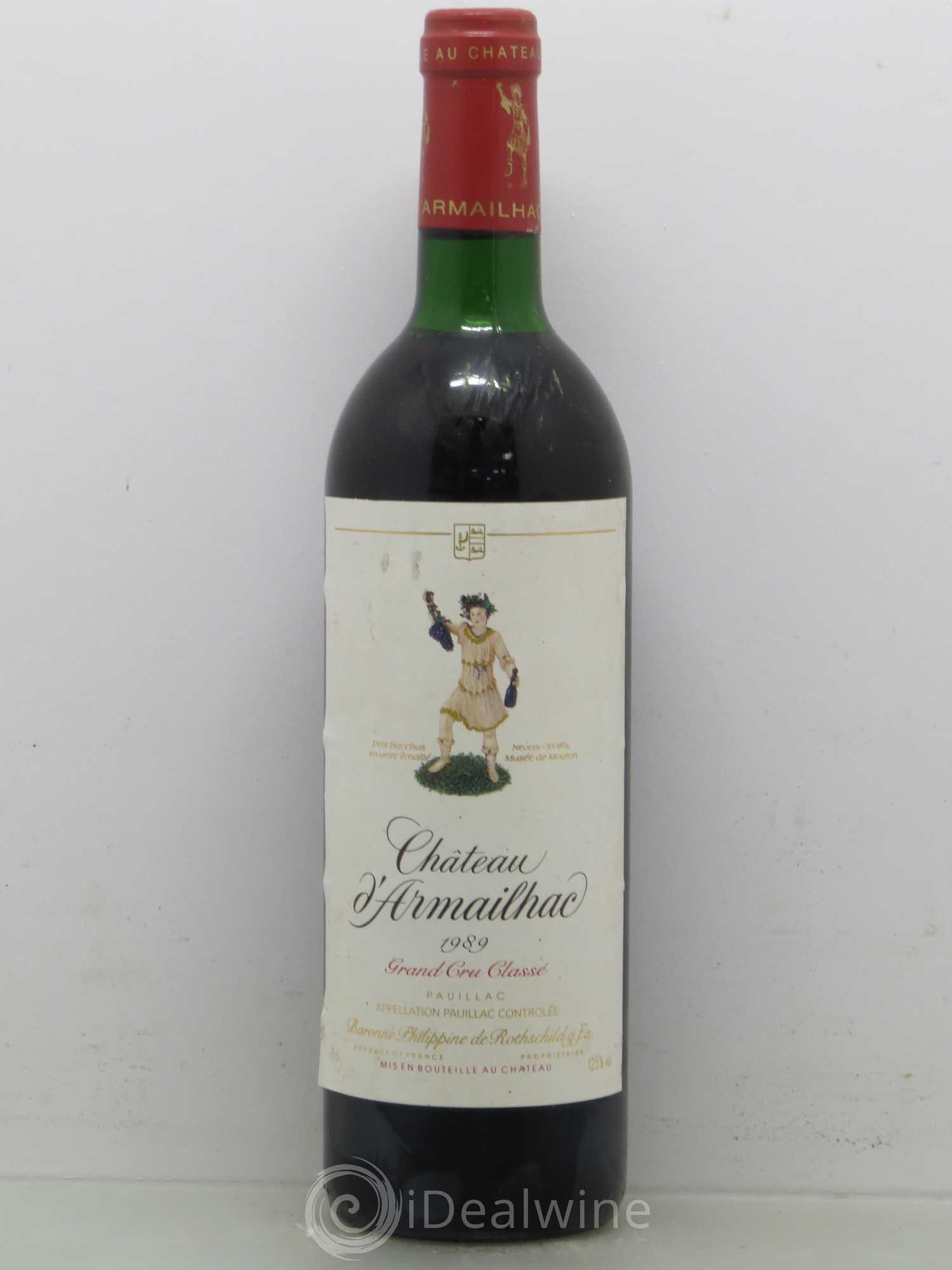 Château d' Armailhac - Mouton Baron(ne) Philippe 5ème Grand Cru Classé 1989 - Lot de 1 bouteille - 0