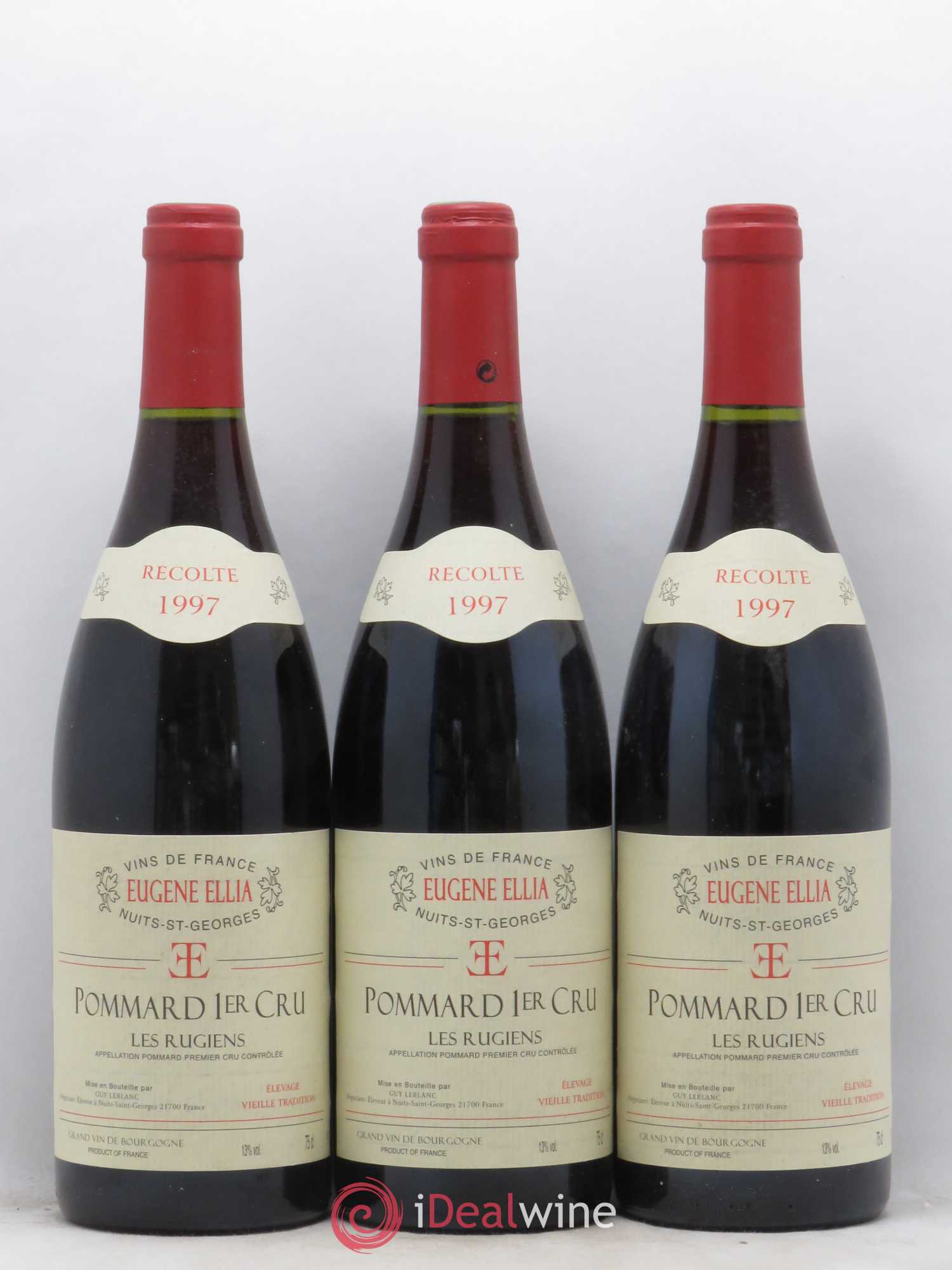 Pommard 1er Cru Les Rugiens Eugène Ellia 1997 - Lot de 3 bouteilles - 0