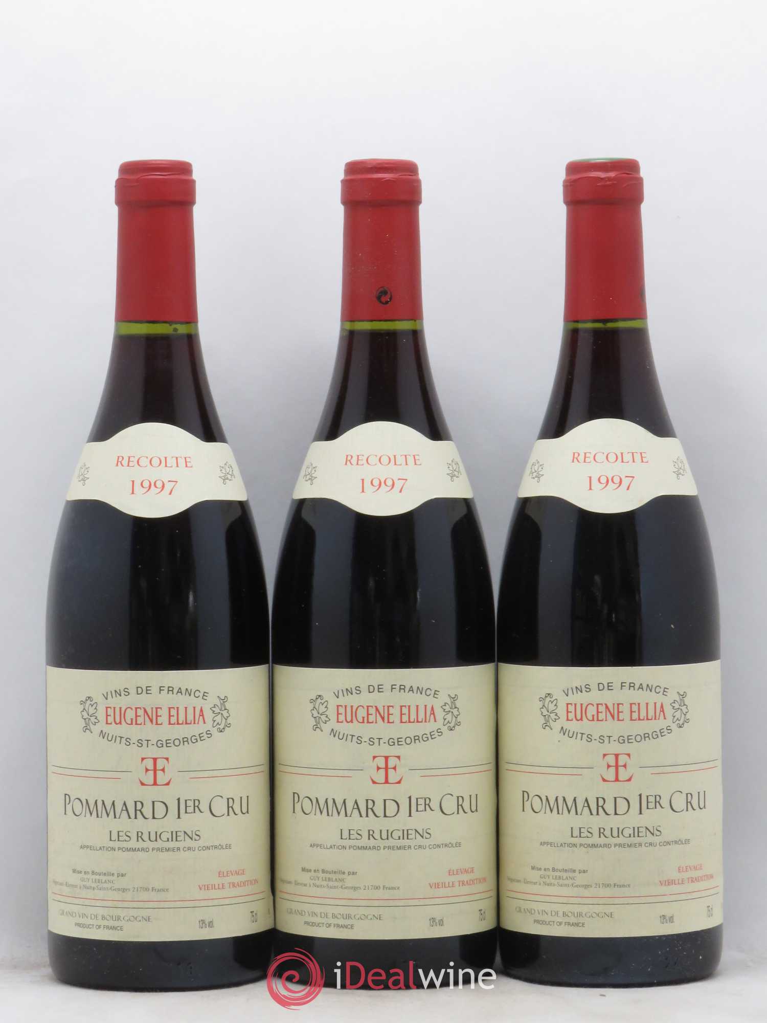 Pommard 1er Cru Les Rugiens Eugène Ellia 1997 - Lot de 3 bouteilles - 0
