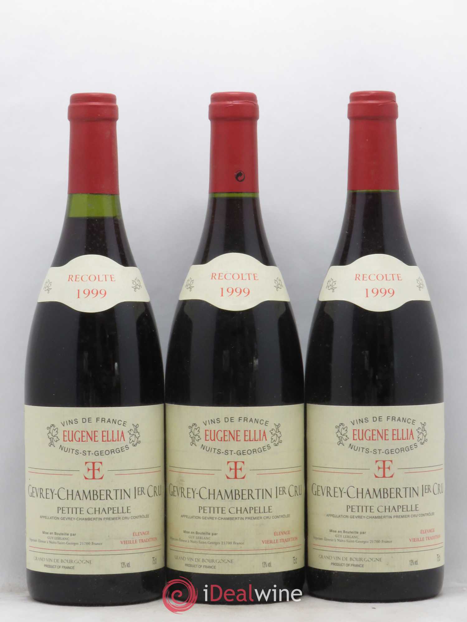 Gevrey-Chambertin 1er Cru Petite Chapelle Eugène Ellia 1999 - Posten von 3 Flaschen - 0