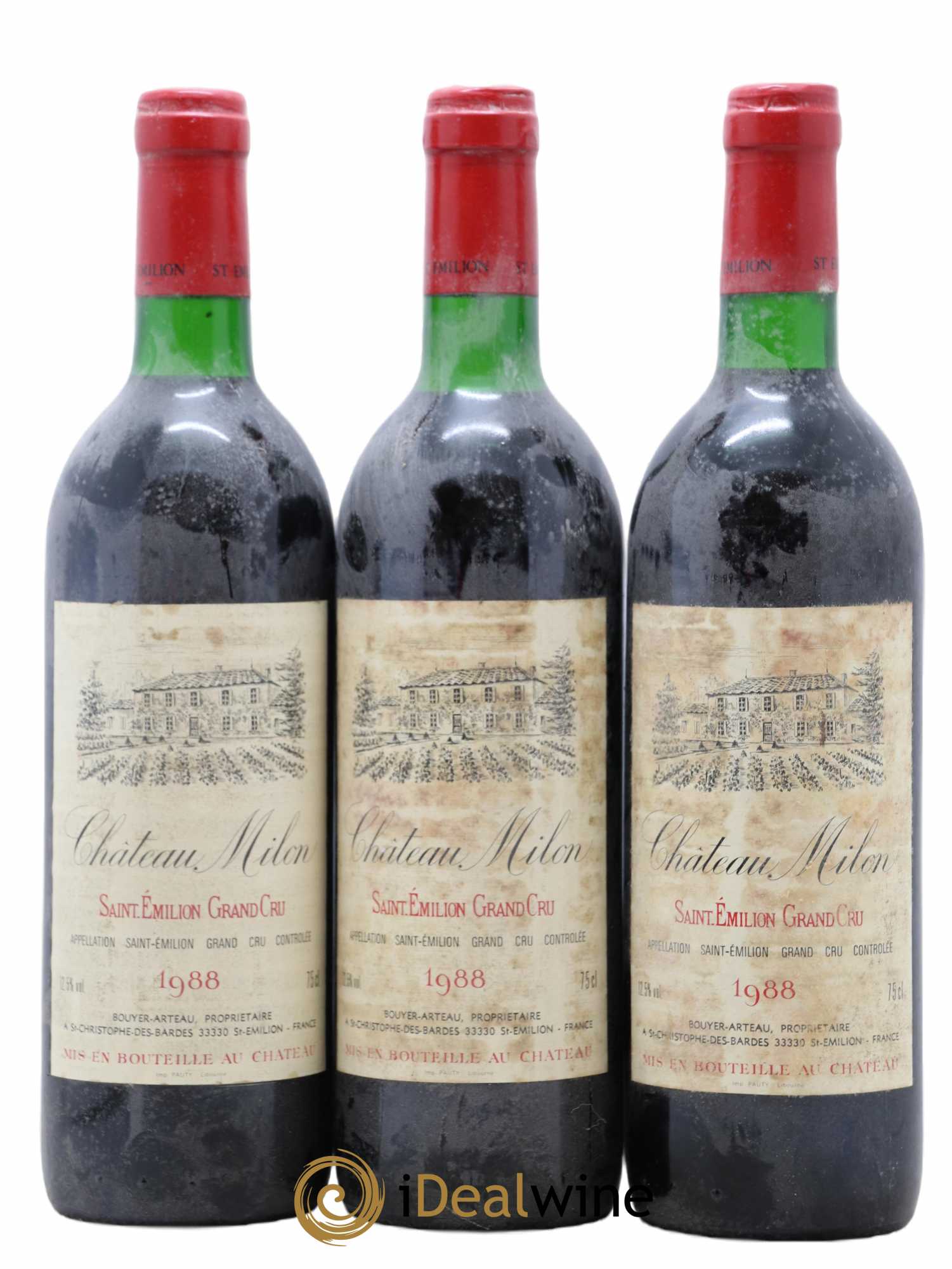 Saint-Émilion Grand Cru Chateau Milon 1988 - Lot de 3 bouteilles - 0