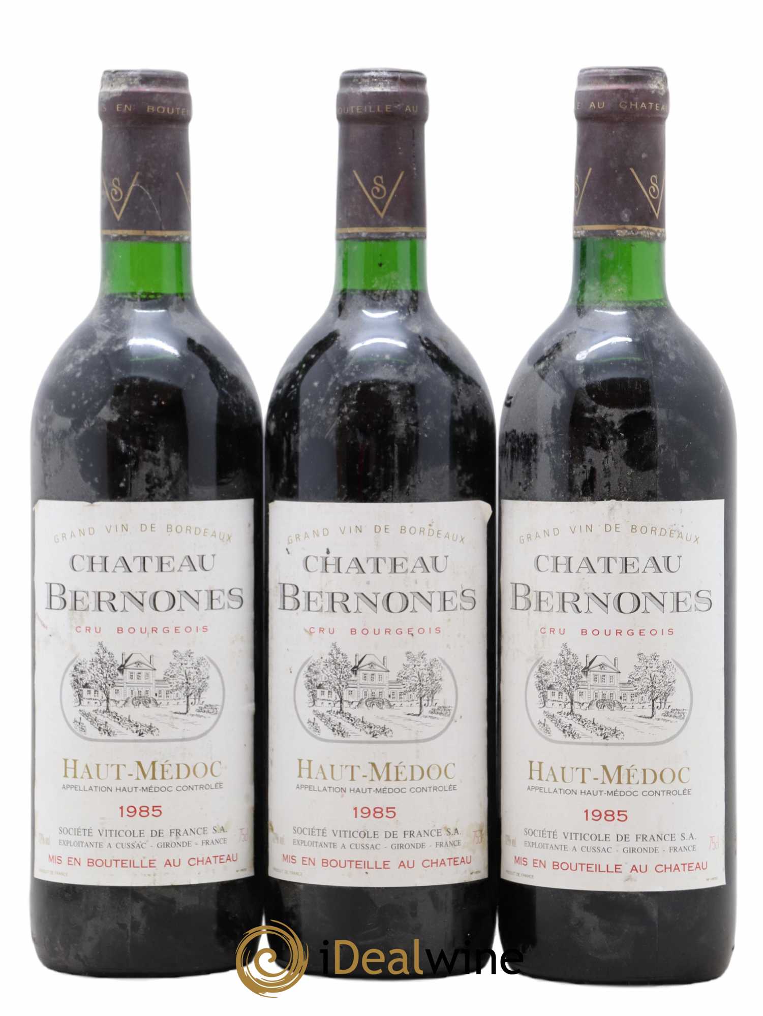 Château Bernones Cru Bourgeois 1985 - Lot de 3 bouteilles - 0