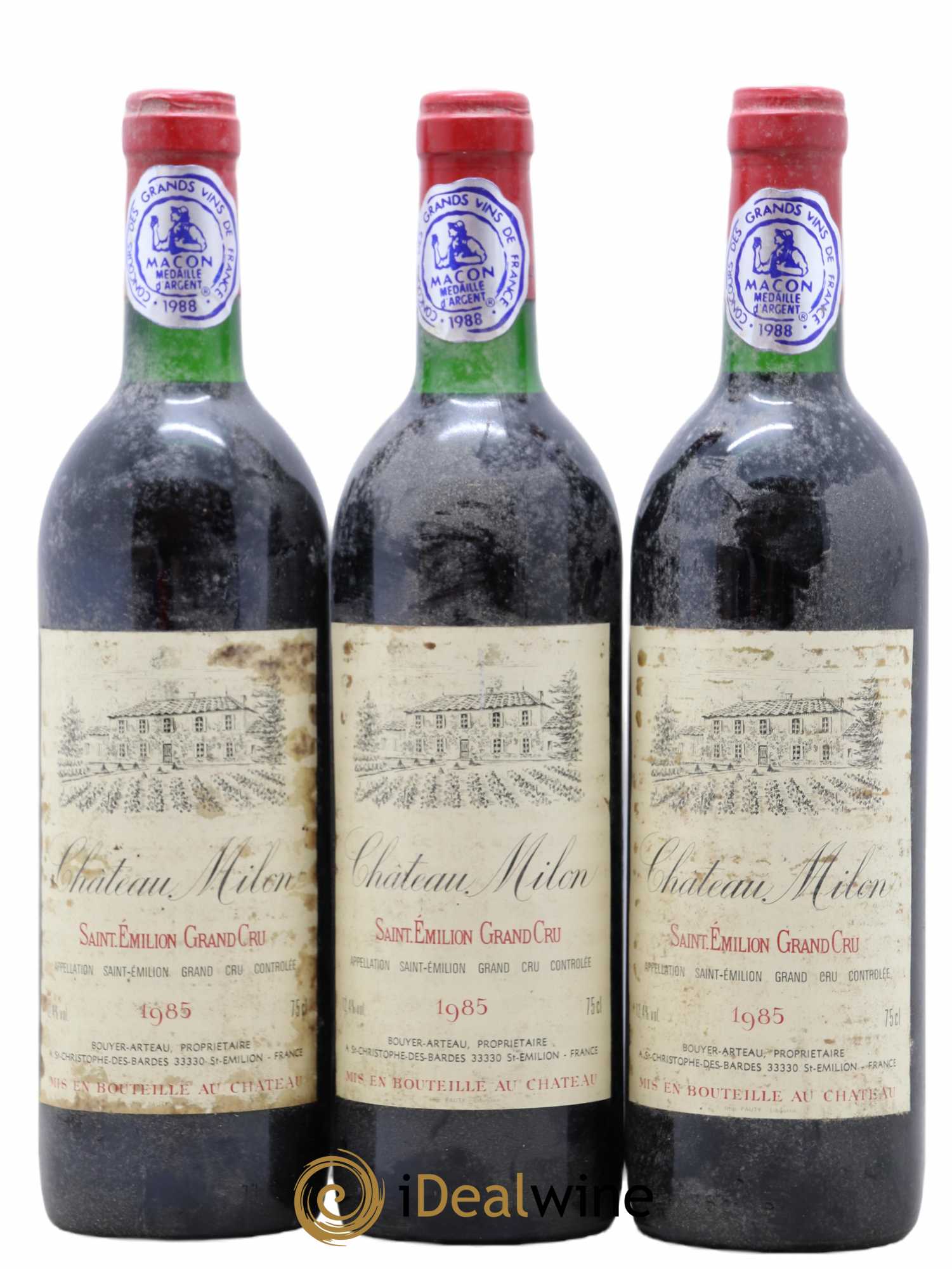 Saint-Émilion Grand Cru Chateau Milon 1985 - Lot de 3 bouteilles - 0