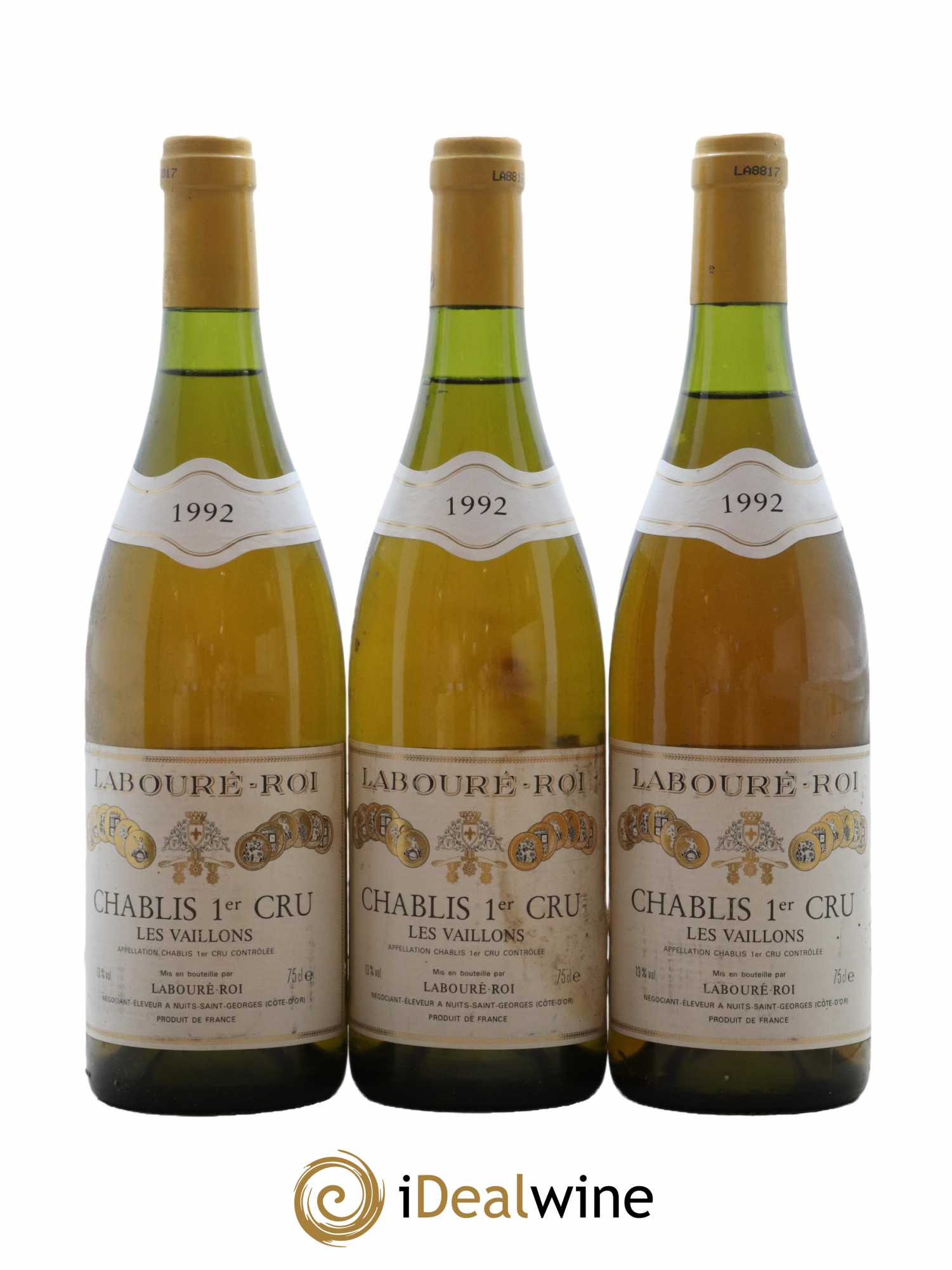 Chablis 1er Cru Les Vaillons Laboure Roi 1992 - Lot de 3 bouteilles - 0