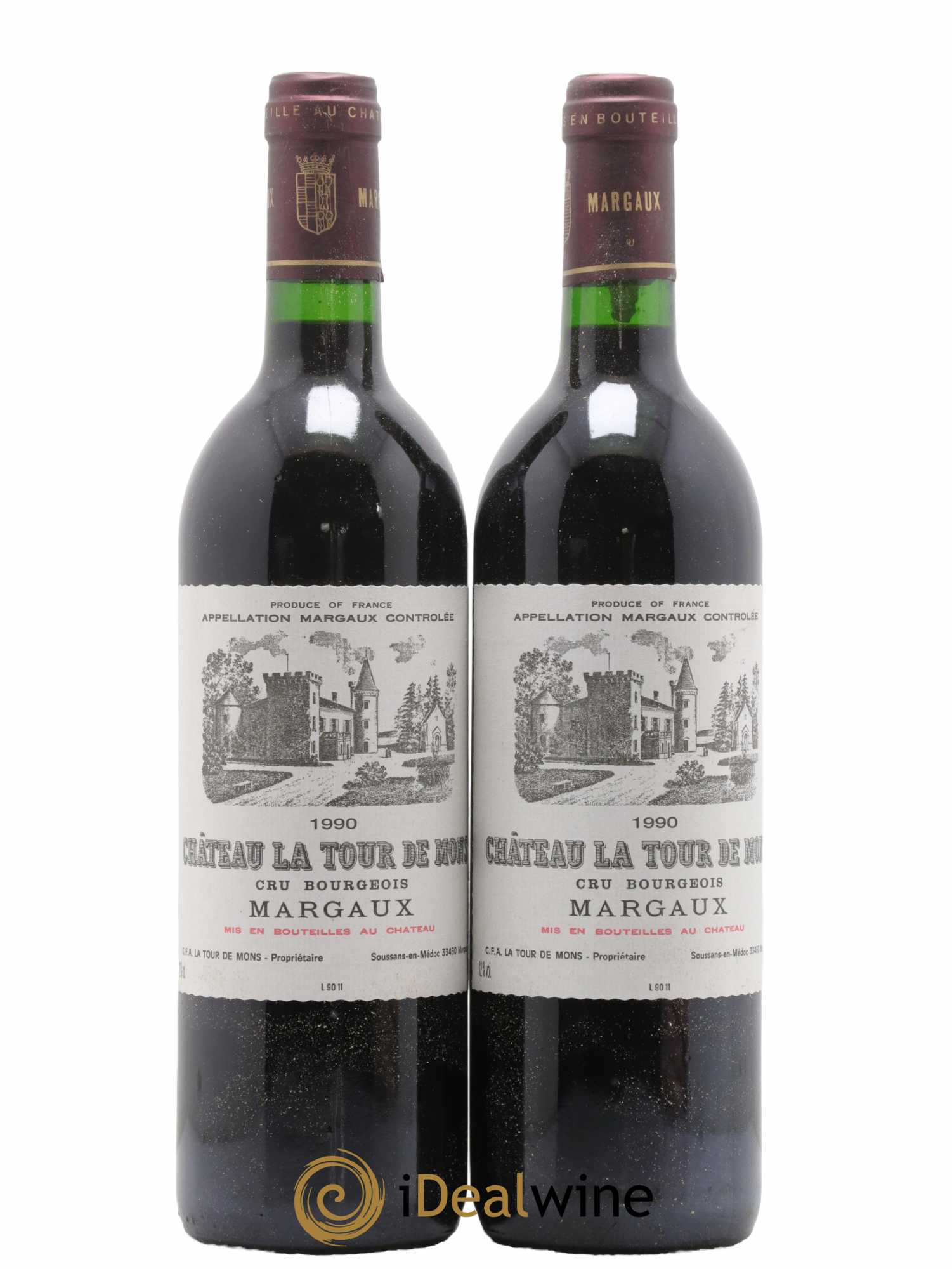 Château la Tour de Mons Cru Bourgeois 1990 - Lot de 2 bouteilles - 0