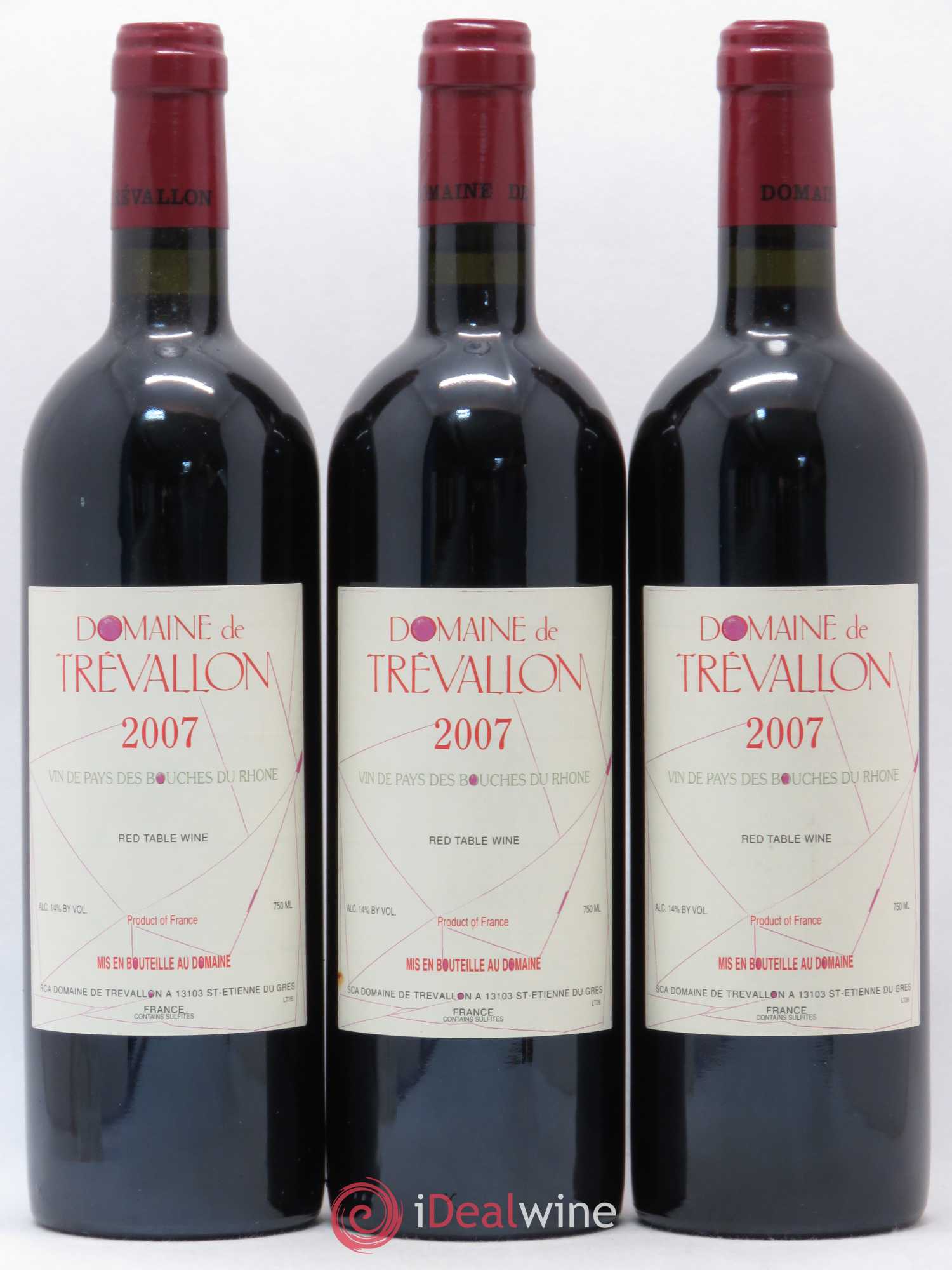 VDP Bouches du Rhône Trévallon (Domaine de) Eloi Dürrbach 2007 - Lot de 3 bouteilles - 0