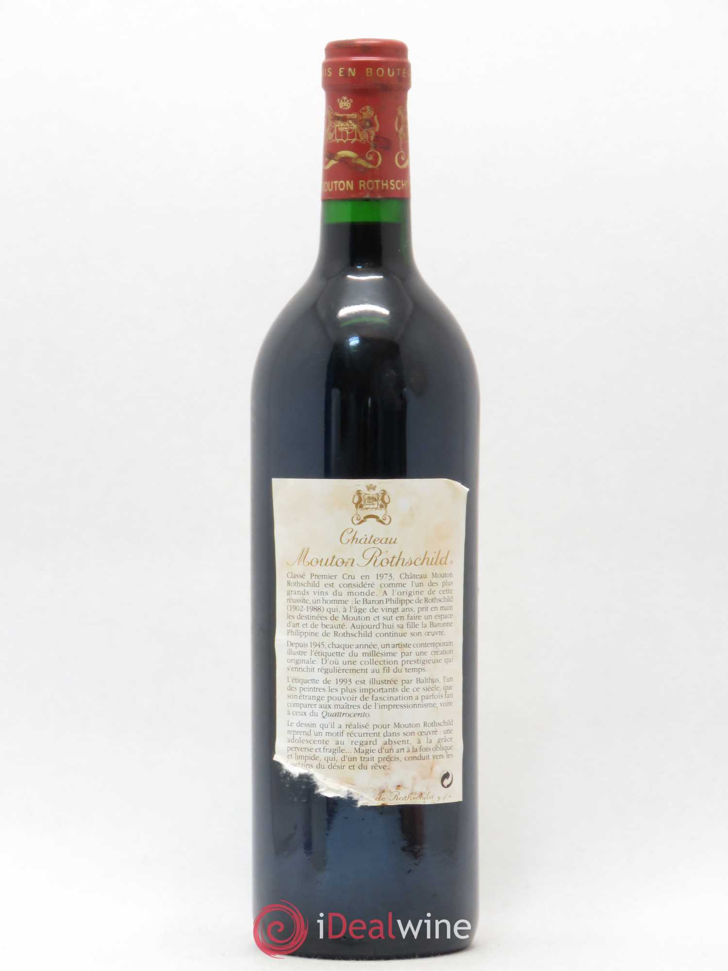 Château Mouton Rothschild 1er Grand Cru Classé 1993 - Lot de 1 bouteille - 1