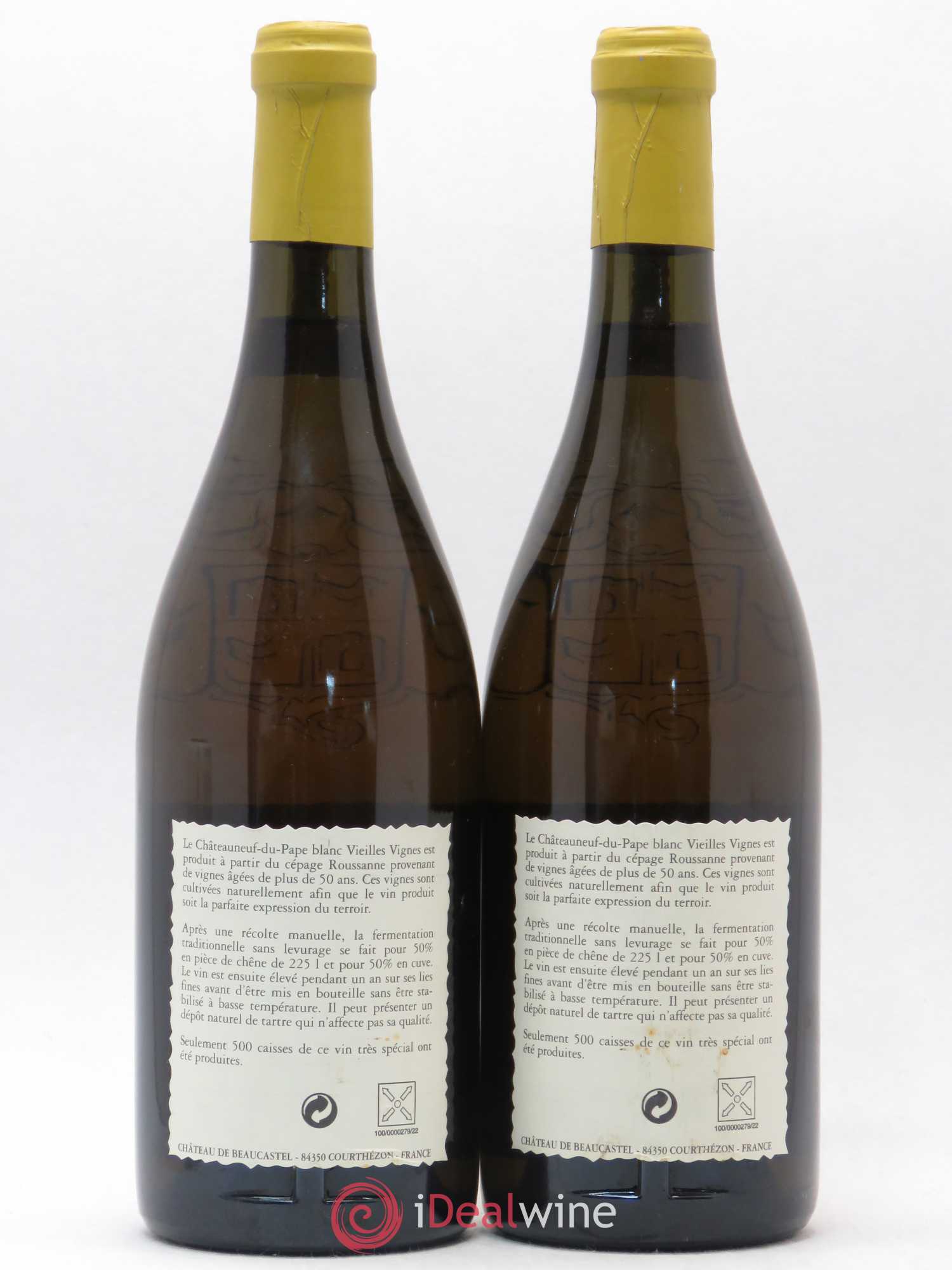 Châteauneuf-du-Pape Château de Beaucastel Vieilles vignes Roussanne Famille Perrin 2001 - Lot de 2 bouteilles - 1
