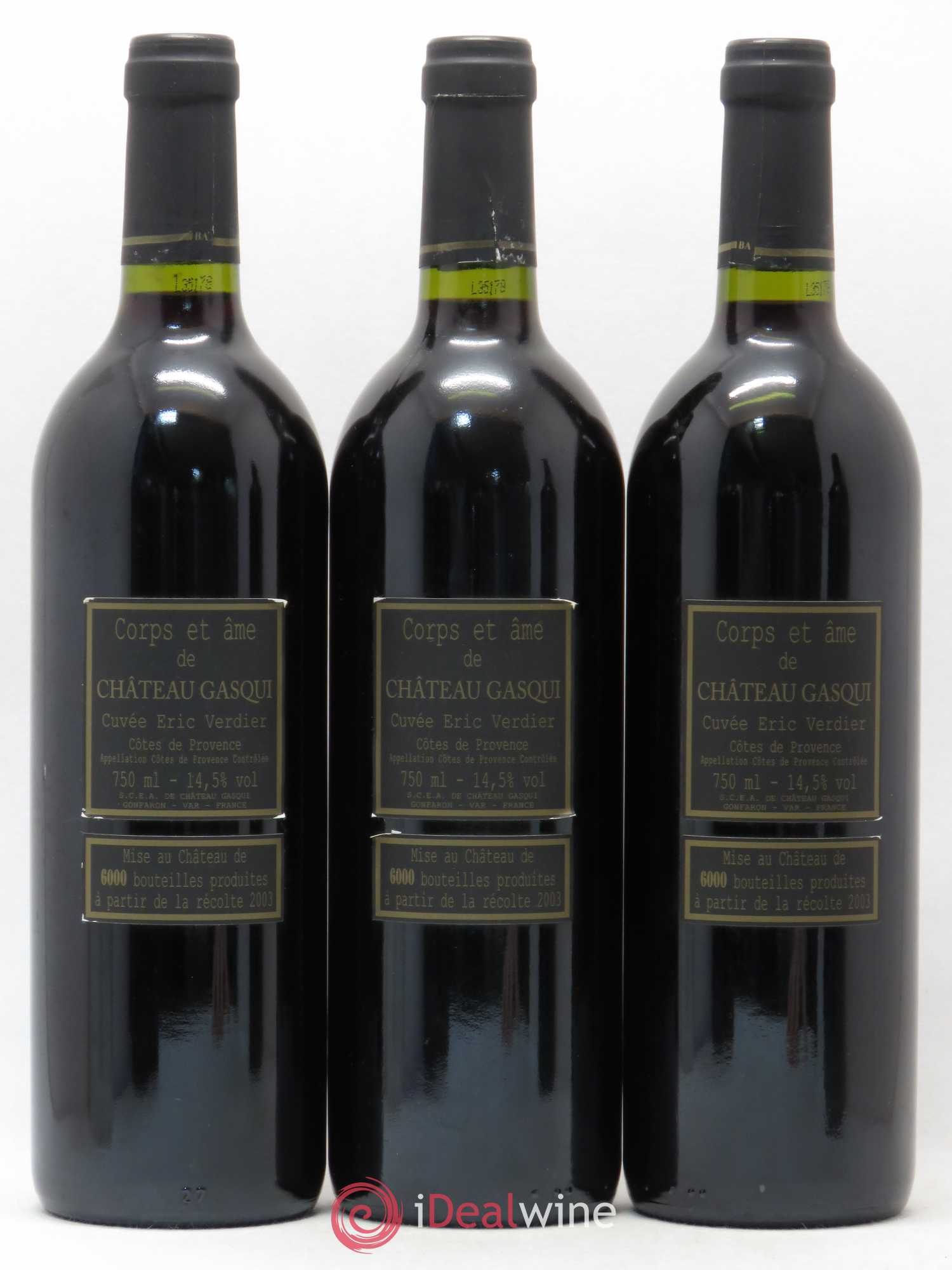 Côtes de Provence Cuvée Corps et Ame Château Gasqui 2003 - Posten von 6 Flaschen - 2