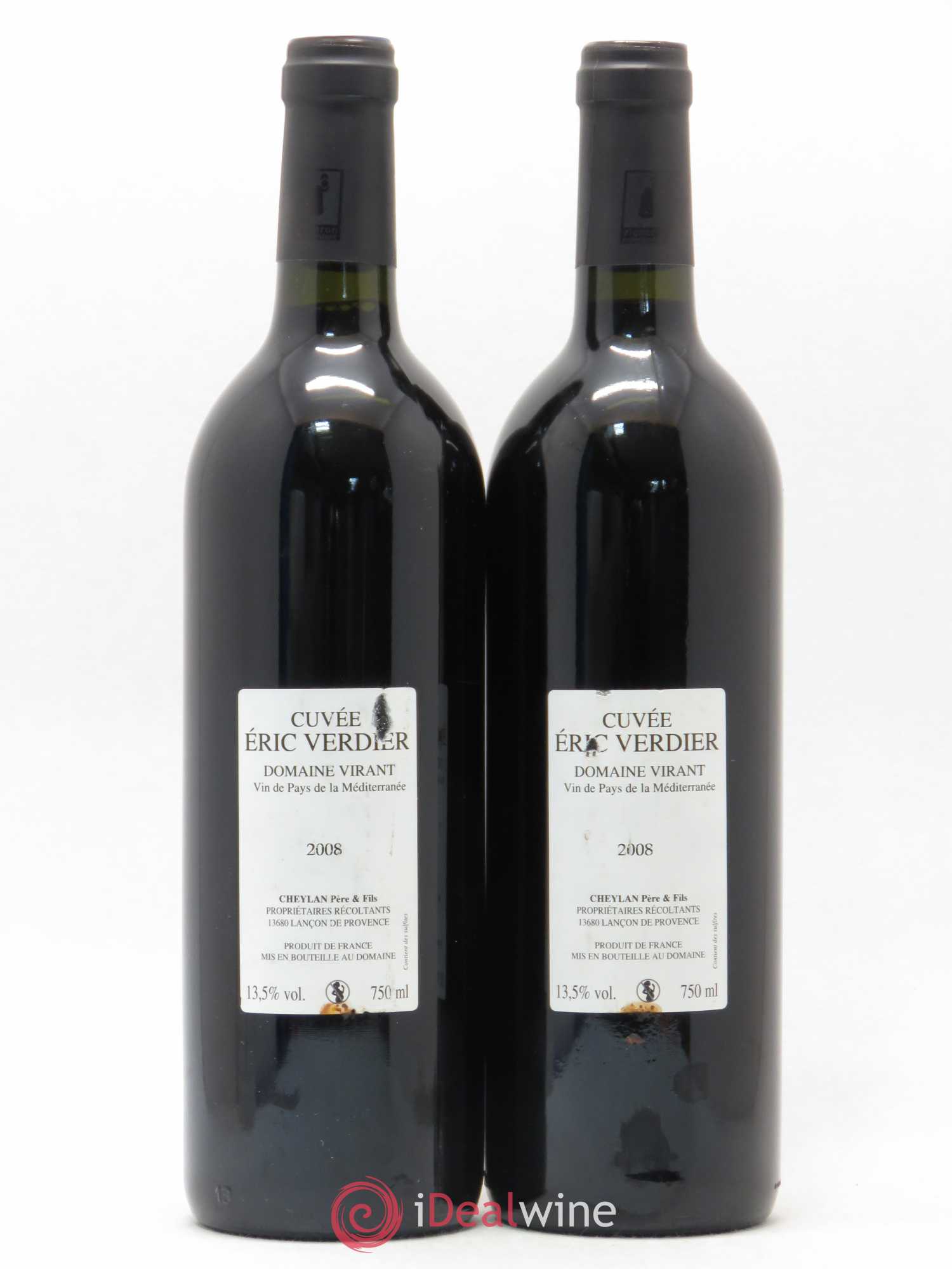 Divers Vin de Pays de Méditerranée Cuvée Eric Verdier Domaine Virant 2008 - Lot de 2 bouteilles - 1