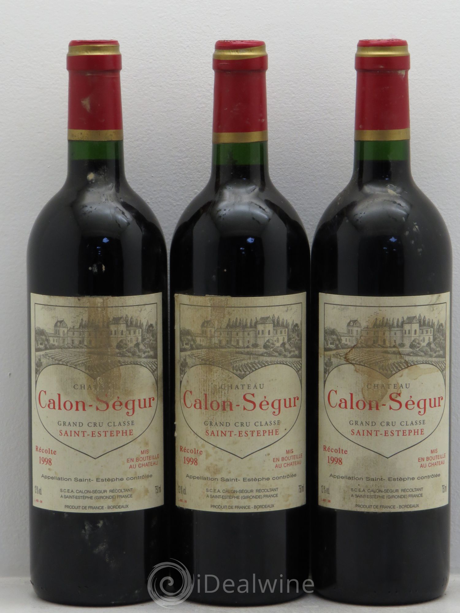 Château Calon Ségur 3ème Grand Cru Classé 1998 - Lot de 3 bouteilles - 0